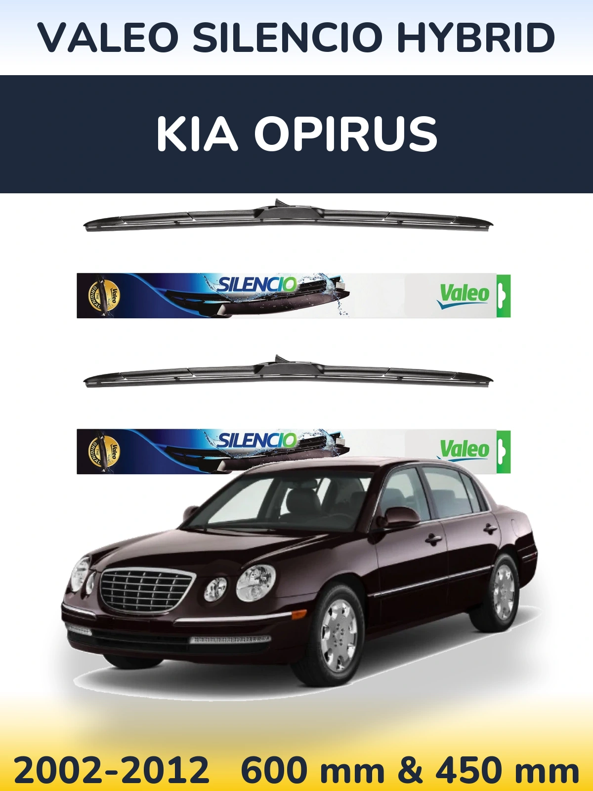 Komplet przednich wycieraczek Valeo Silencio Hybrid 600 & 450 mm do KIA Opirus 2002-2012