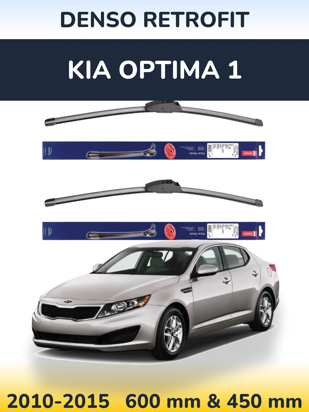 Komplet przednich wycieraczek Denso Retrofit 600 & 450 mm do KIA Optima 1 2010-2015