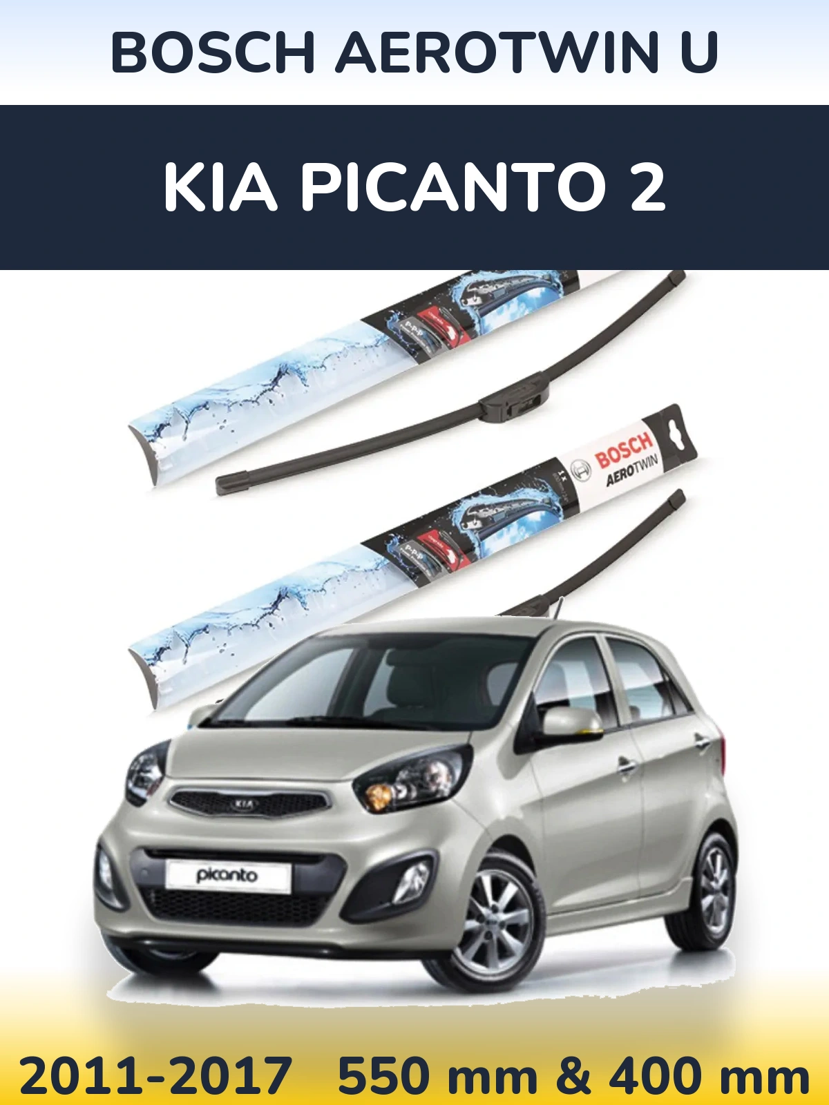 Komplet przednich wycieraczek BOSCH AeroTwin U 550 & 400 mm do KIA Picanto 2 2011-2017