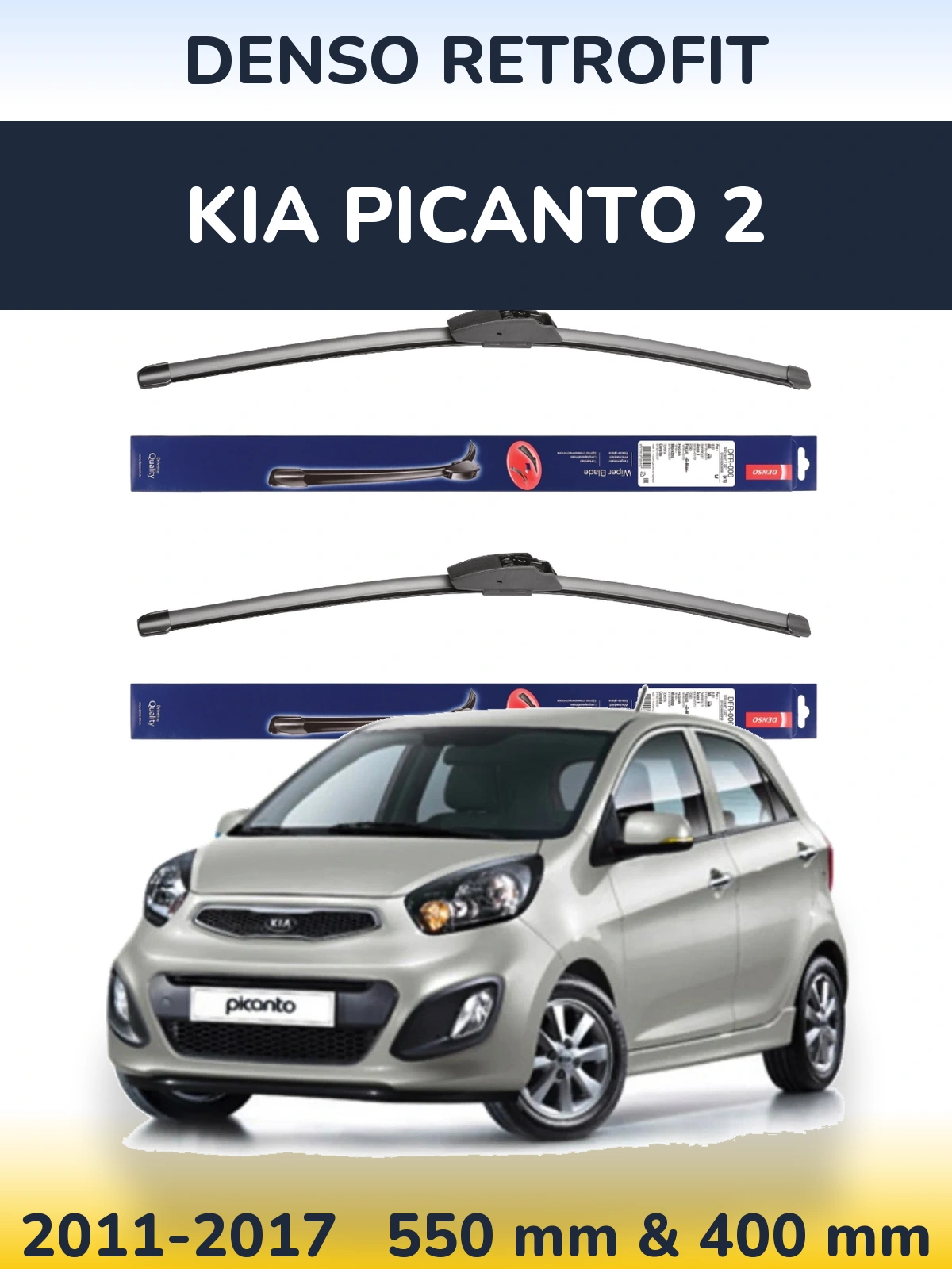 Komplet przednich wycieraczek Denso Retrofit 550 & 400 mm do KIA Picanto 2 2011-2017