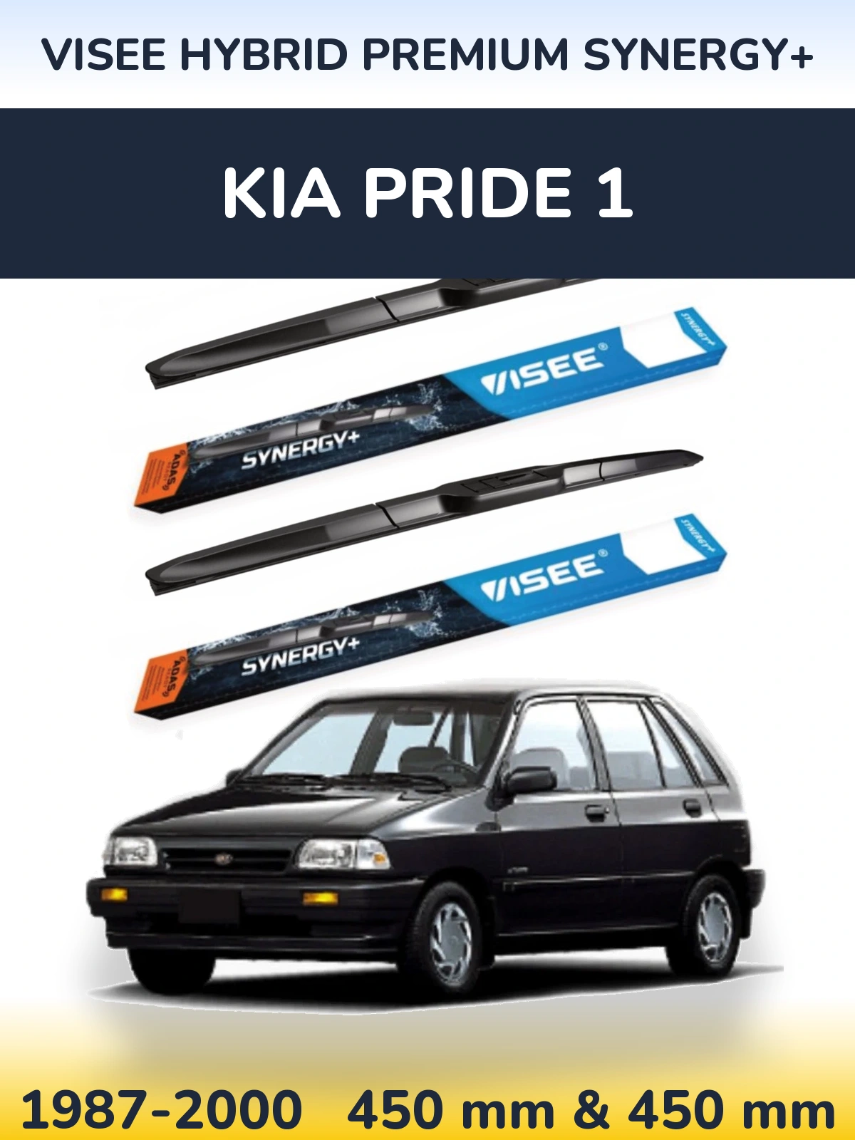 Комплект передних дворников VISEE HYBRID PREMIUM SYNERGY+ 450 & 450 мм для KIA Pride 1 1987-2000