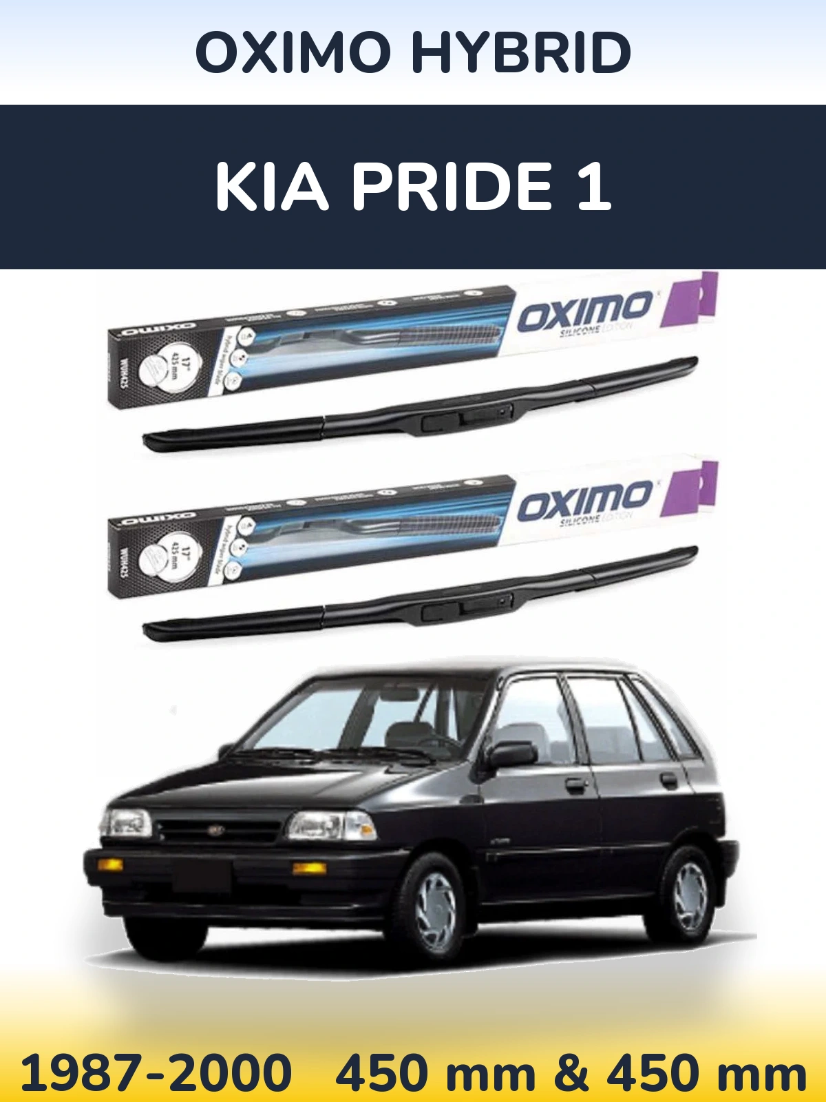 Комплект передних дворников Oximo Hybrid 450 & 450 мм для KIA Pride 1 1987-2000