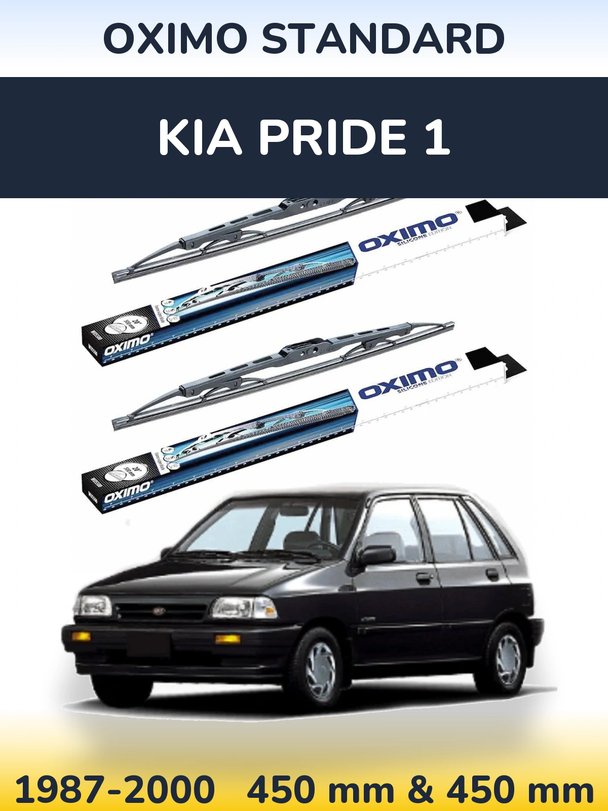 Комплект передних дворников Oximo Standard 450 & 450 мм для KIA Pride 1 1987-2000