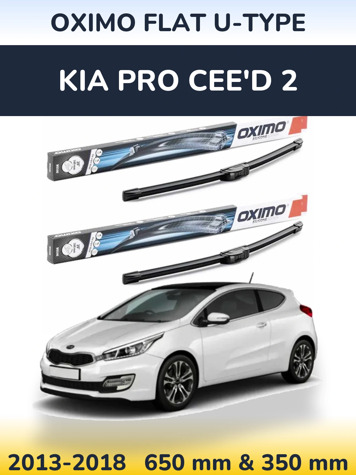 Komplet przednich wycieraczek Oximo Flat U-type 650 & 350 mm do KIA Pro Cee'd 2 2013-2018