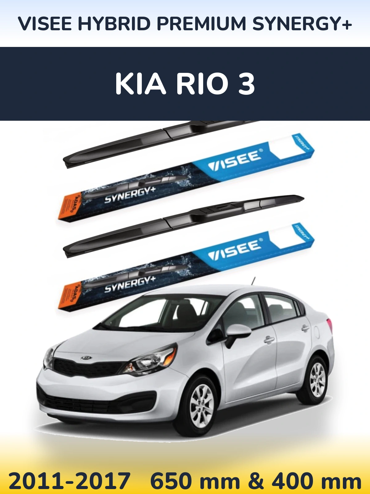 Komplet przednich wycieraczek VISEE HYBRID PREMIUM SYNERGY+ 650 & 400 mm do KIA Rio 3 2011-2017