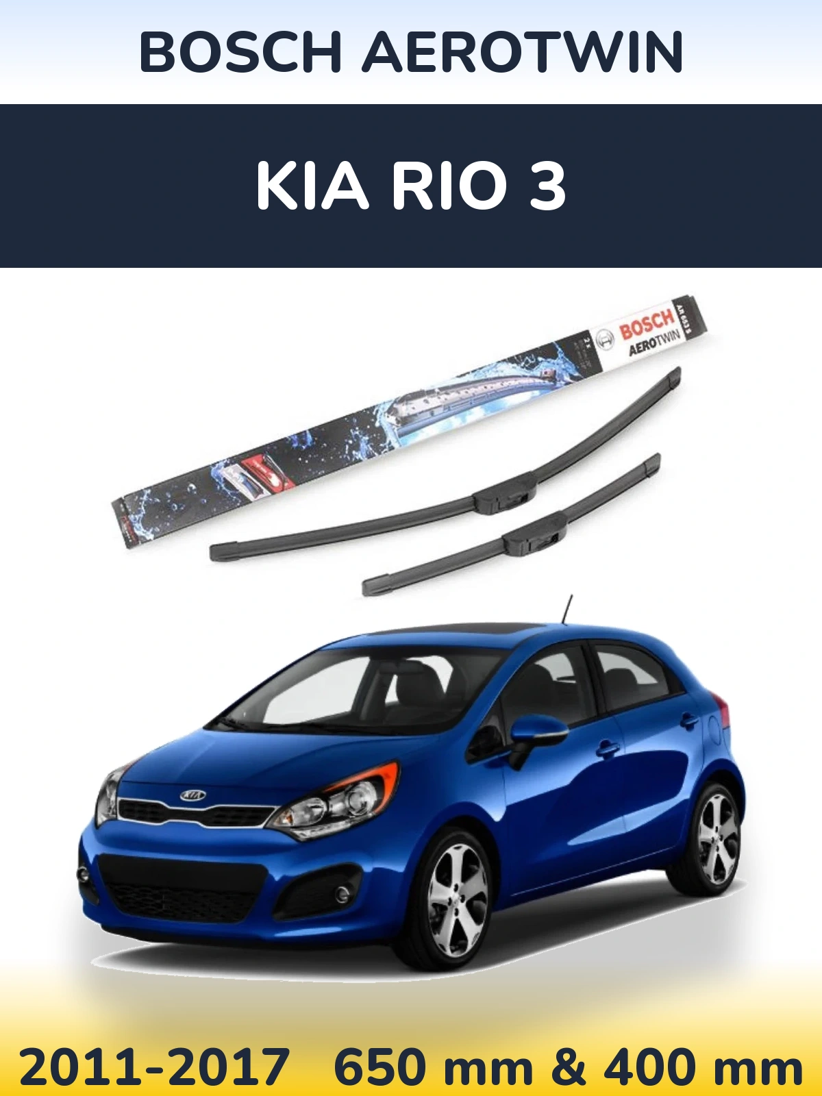 Komplet przednich wycieraczek BOSCH AeroTwin 650 & 400 mm do KIA Rio 3 2011-2017