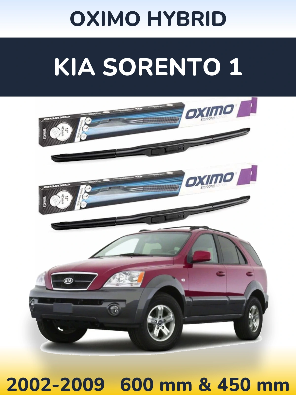 Komplet przednich wycieraczek Oximo Hybrid 600 & 450 mm do KIA Sorento 1 2002-2009