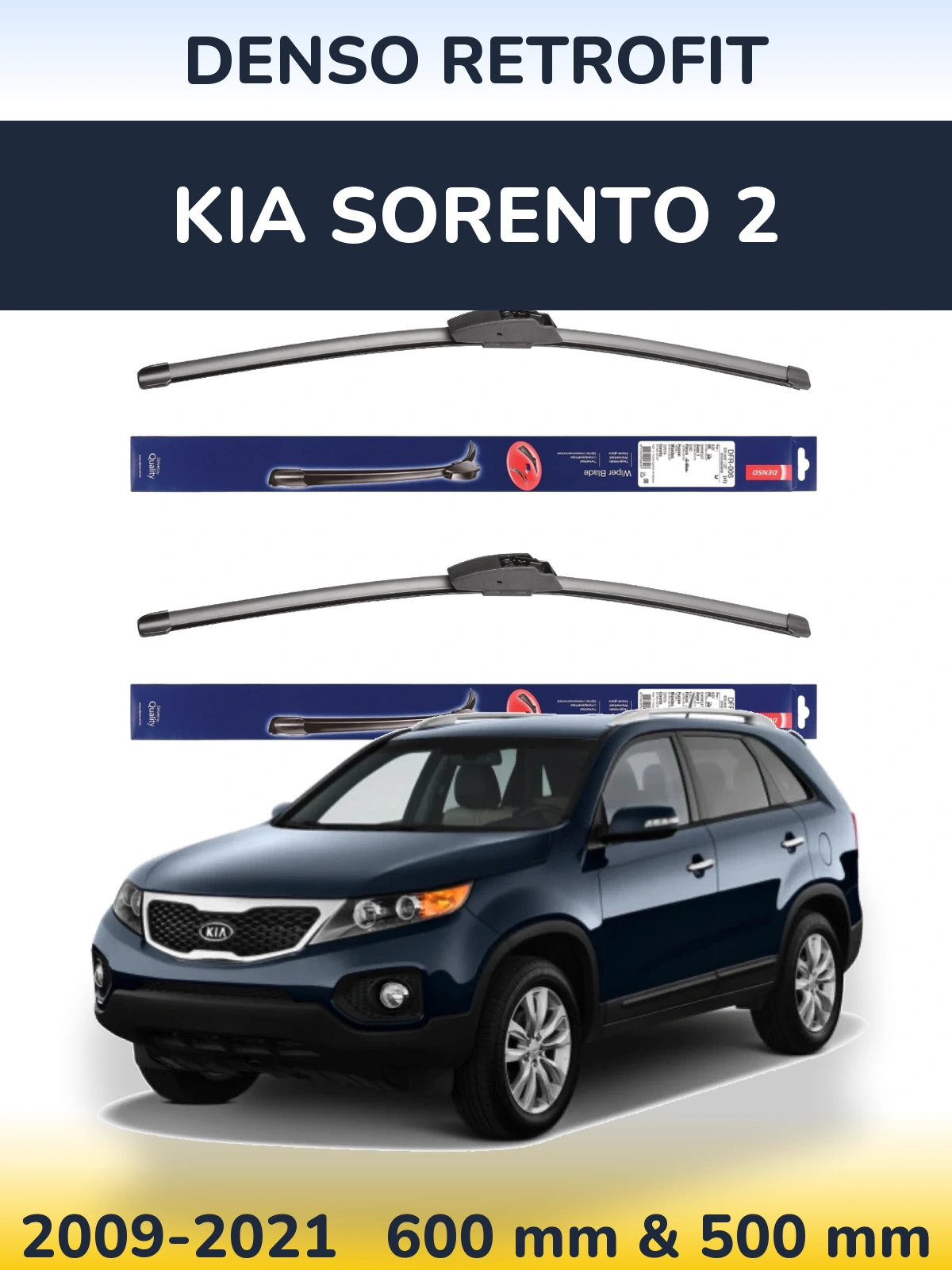 Komplet przednich wycieraczek Denso Retrofit 600 & 500 mm do KIA Sorento 2 2009-2021