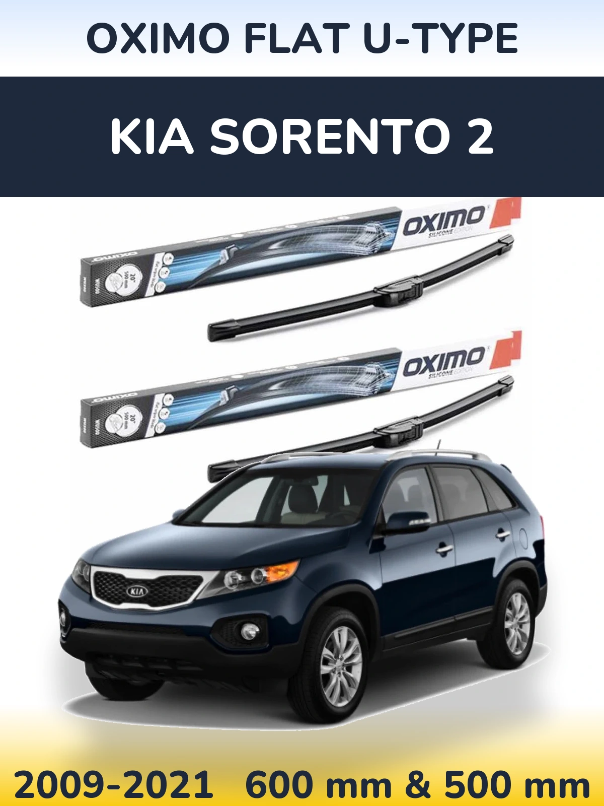 Komplet przednich wycieraczek Oximo Flat U-type 600 & 500 mm do KIA Sorento 2 2009-2021
