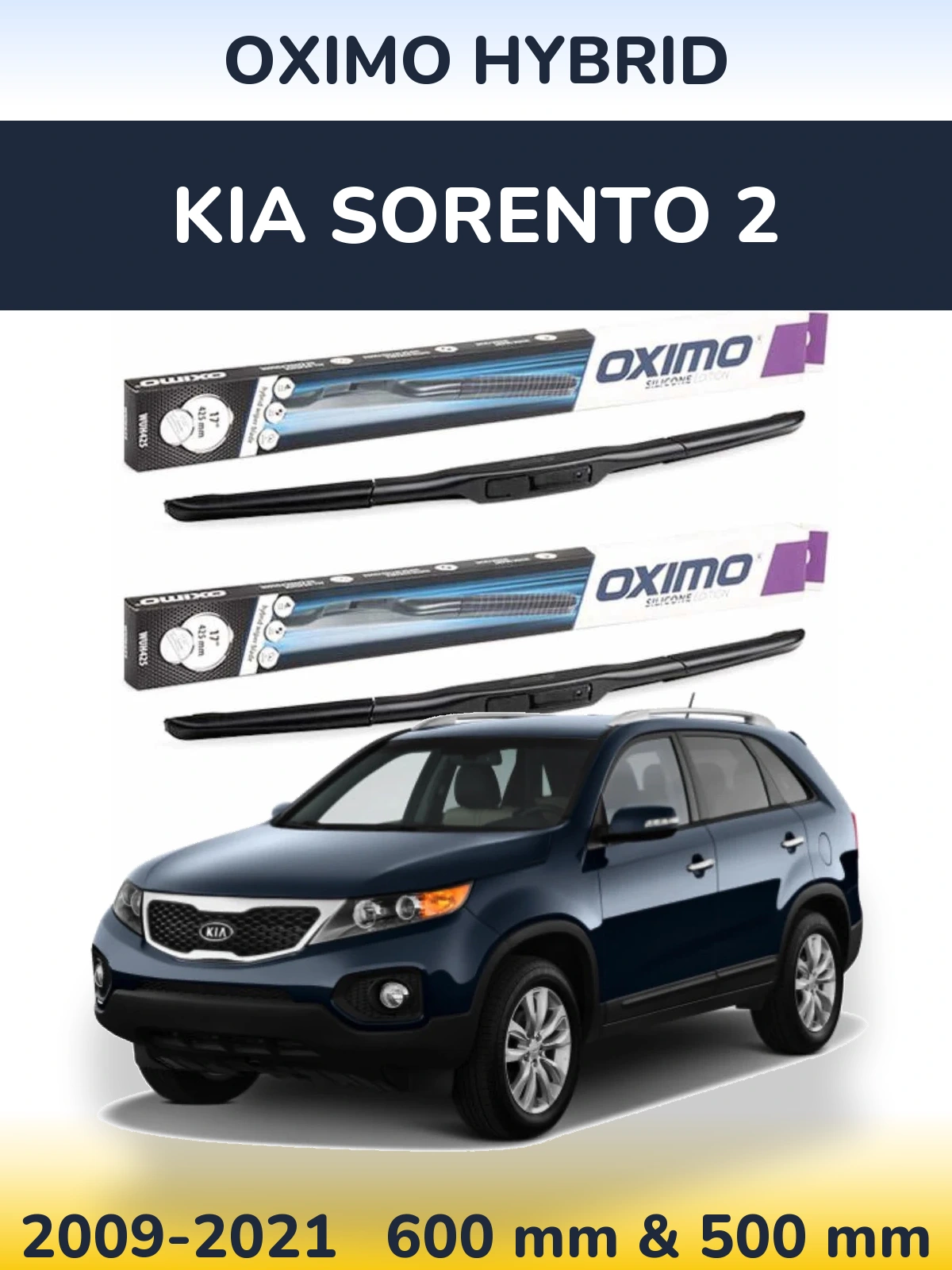Komplet przednich wycieraczek Oximo Hybrid 600 & 500 mm do KIA Sorento 2 2009-2021