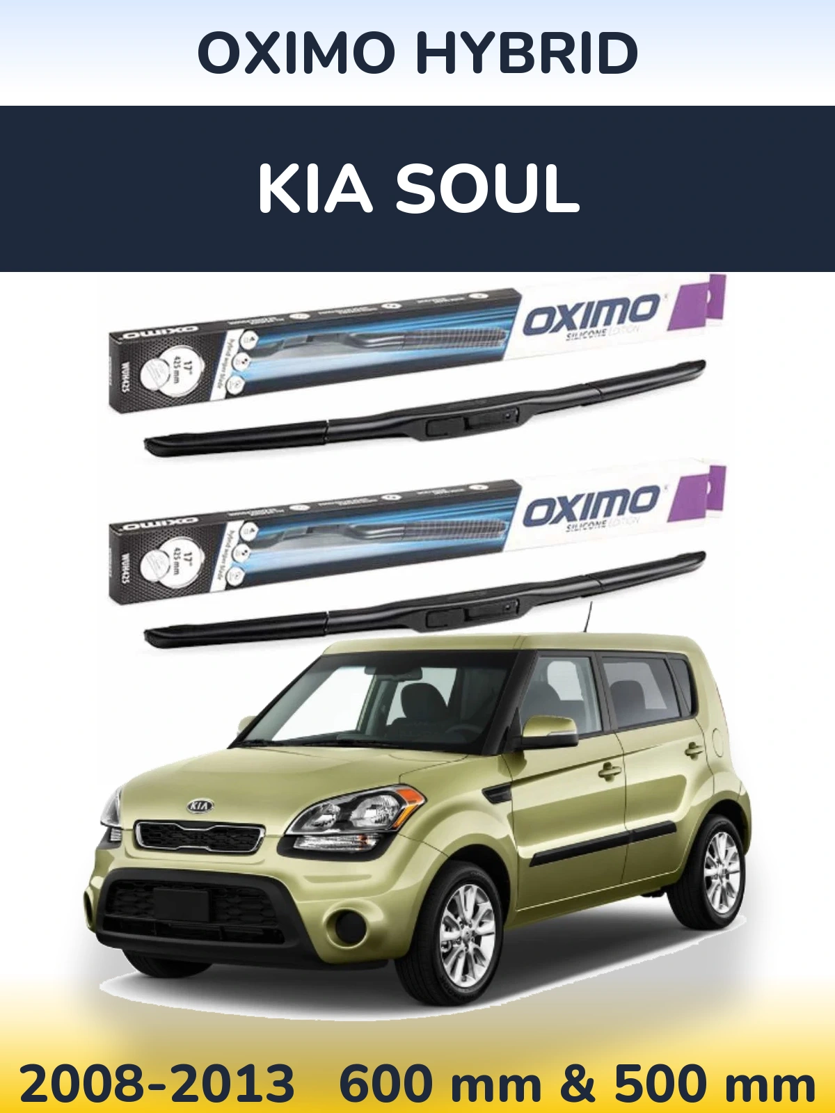 Komplet przednich wycieraczek Oximo Hybrid 600 & 500 mm do KIA Soul 2008-2013