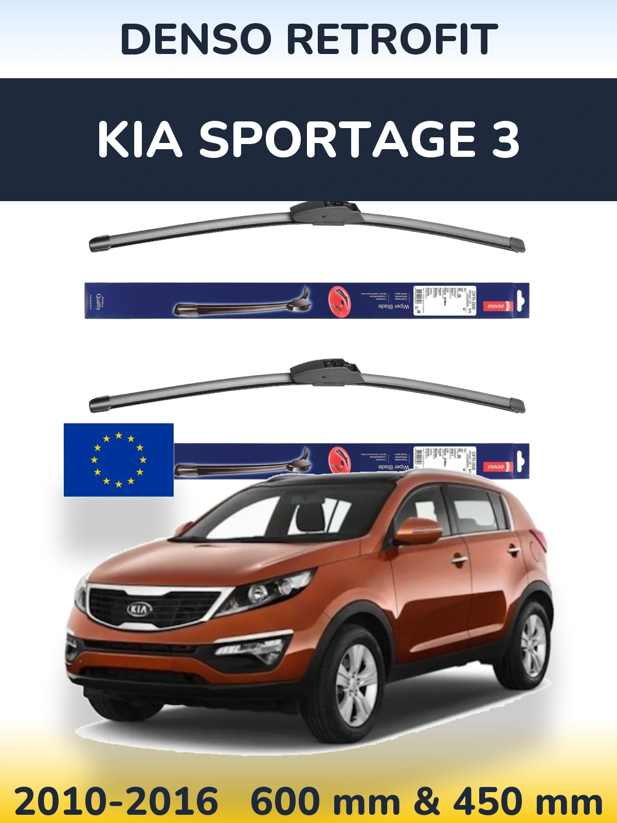 Komplet przednich wycieraczek Denso Retrofit 600 & 450 mm do KIA Sportage 3 2010-2016