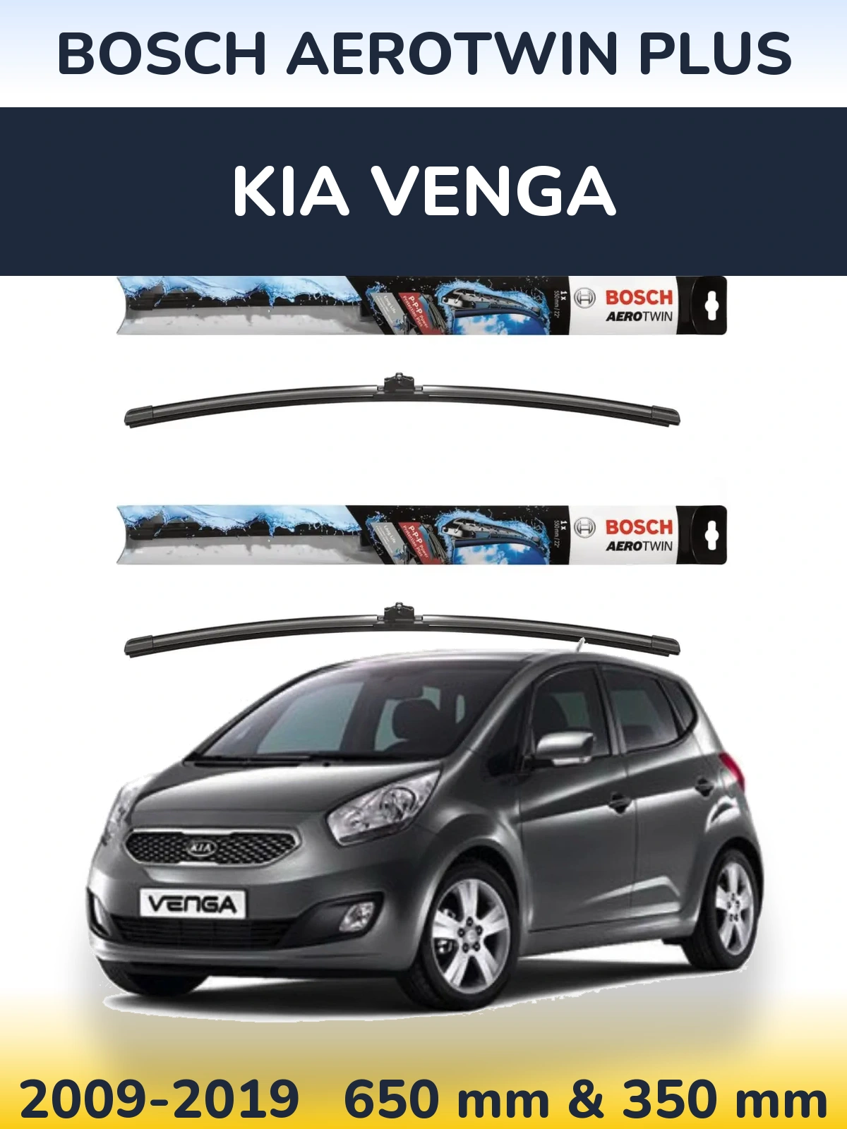 Komplet przednich wycieraczek BOSCH AeroTwin Plus 650 & 350 mm do KIA Venga 2009-2019