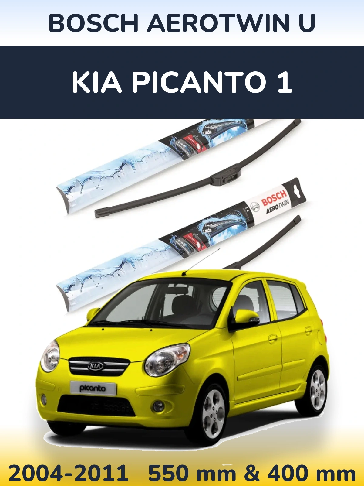 Komplet przednich wycieraczek BOSCH AeroTwin U 550 & 400 mm do KIA Picanto 1 2004-2011