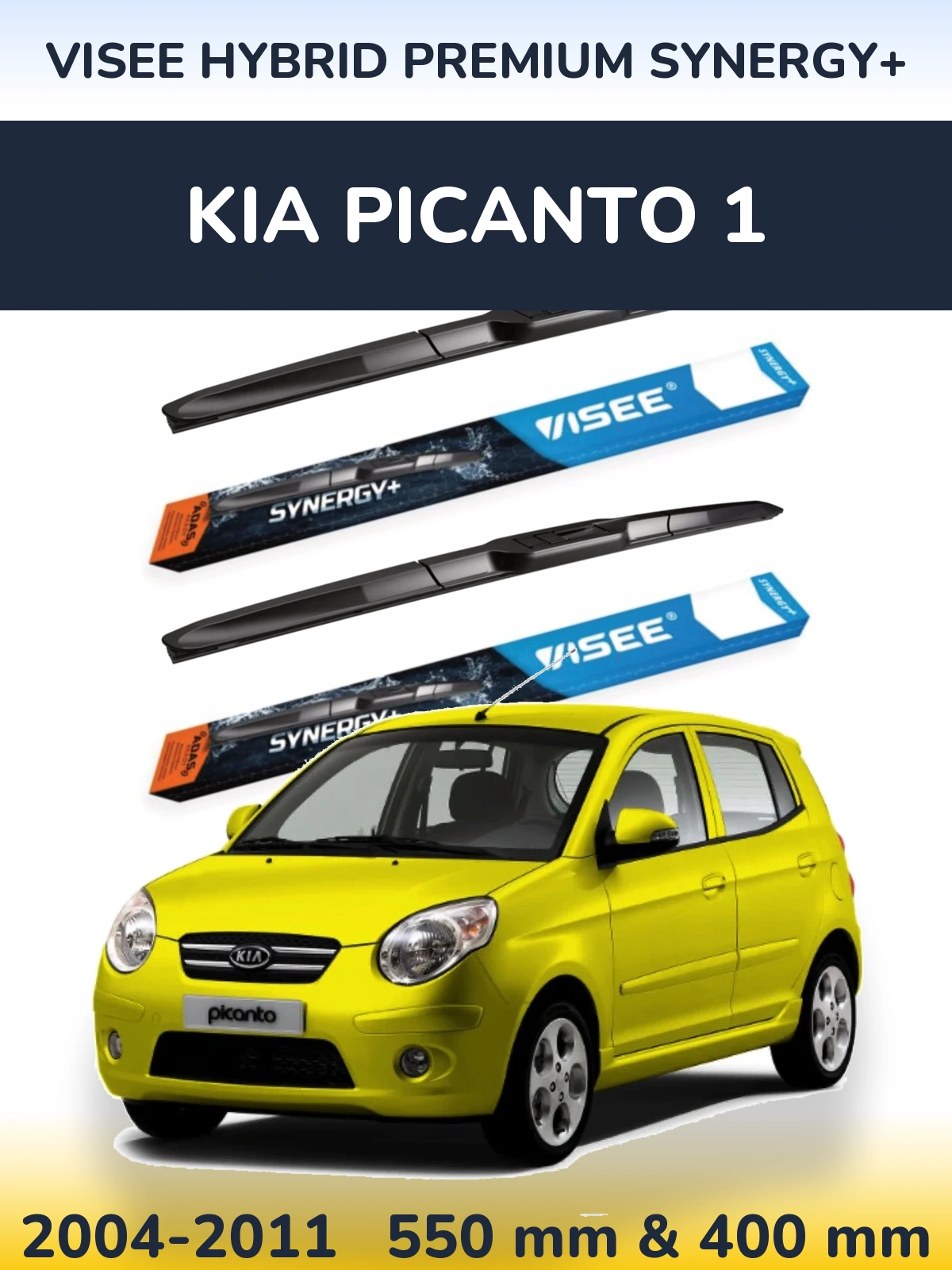 Комплект передних дворников VISEE HYBRID PREMIUM SYNERGY+ 550 & 400 мм для KIA Picanto 1 2004-2011