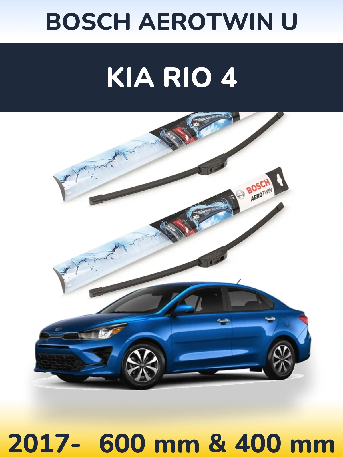 Komplet przednich wycieraczek BOSCH AeroTwin U 600 & 400 mm do KIA Rio 4 2017-2026