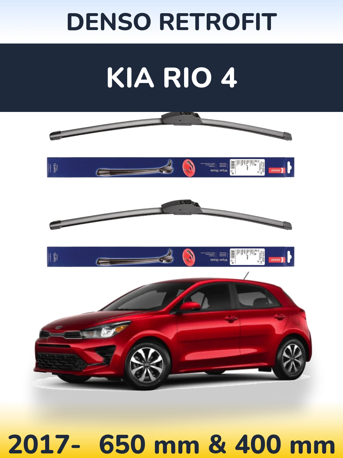 Komplet przednich wycieraczek Denso Retrofit 650 & 400 mm do KIA Rio 4 2017-2026