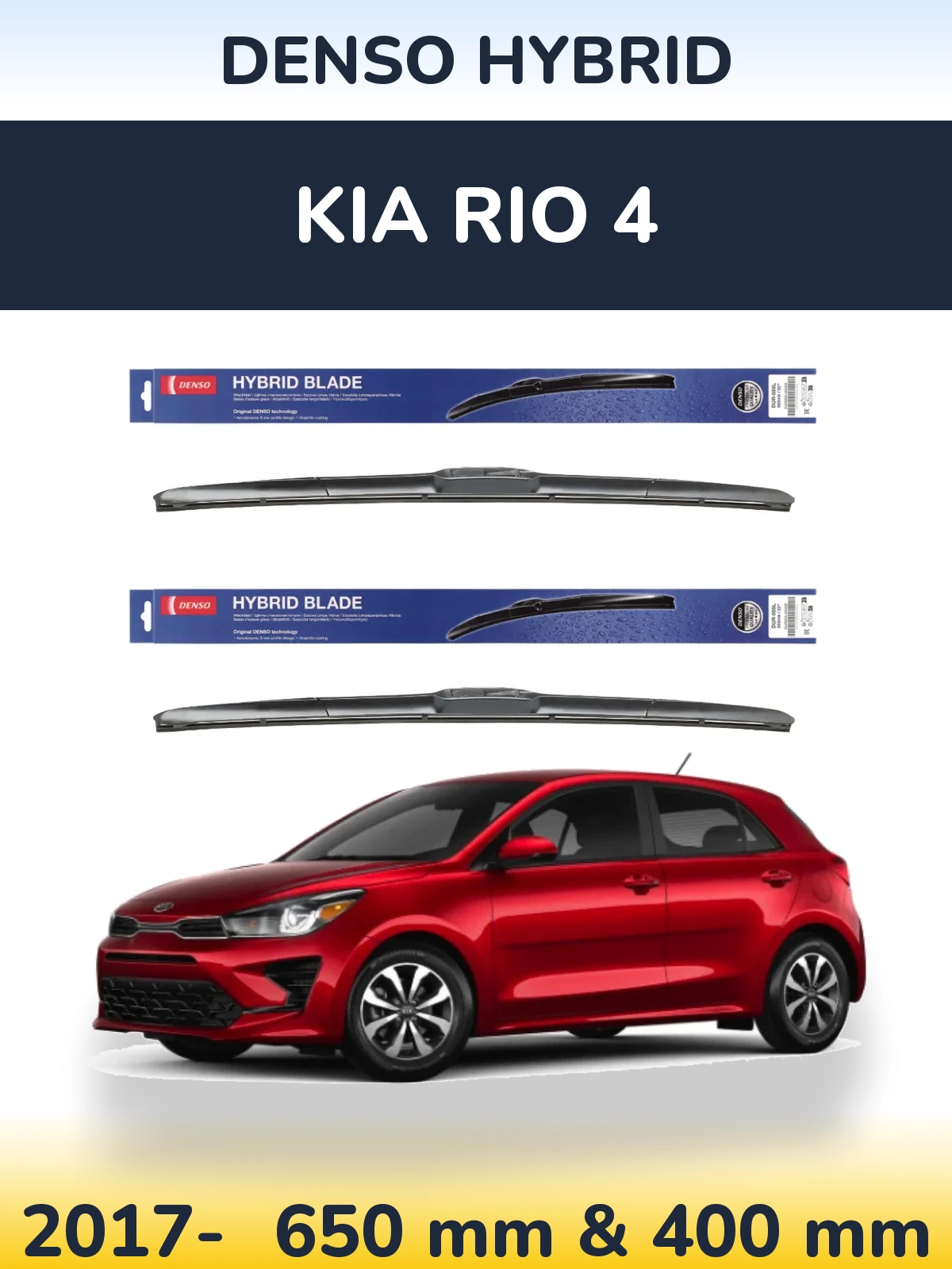 Komplet przednich wycieraczek Denso Hybrid 650 & 400 mm do KIA Rio 4 2017-2026