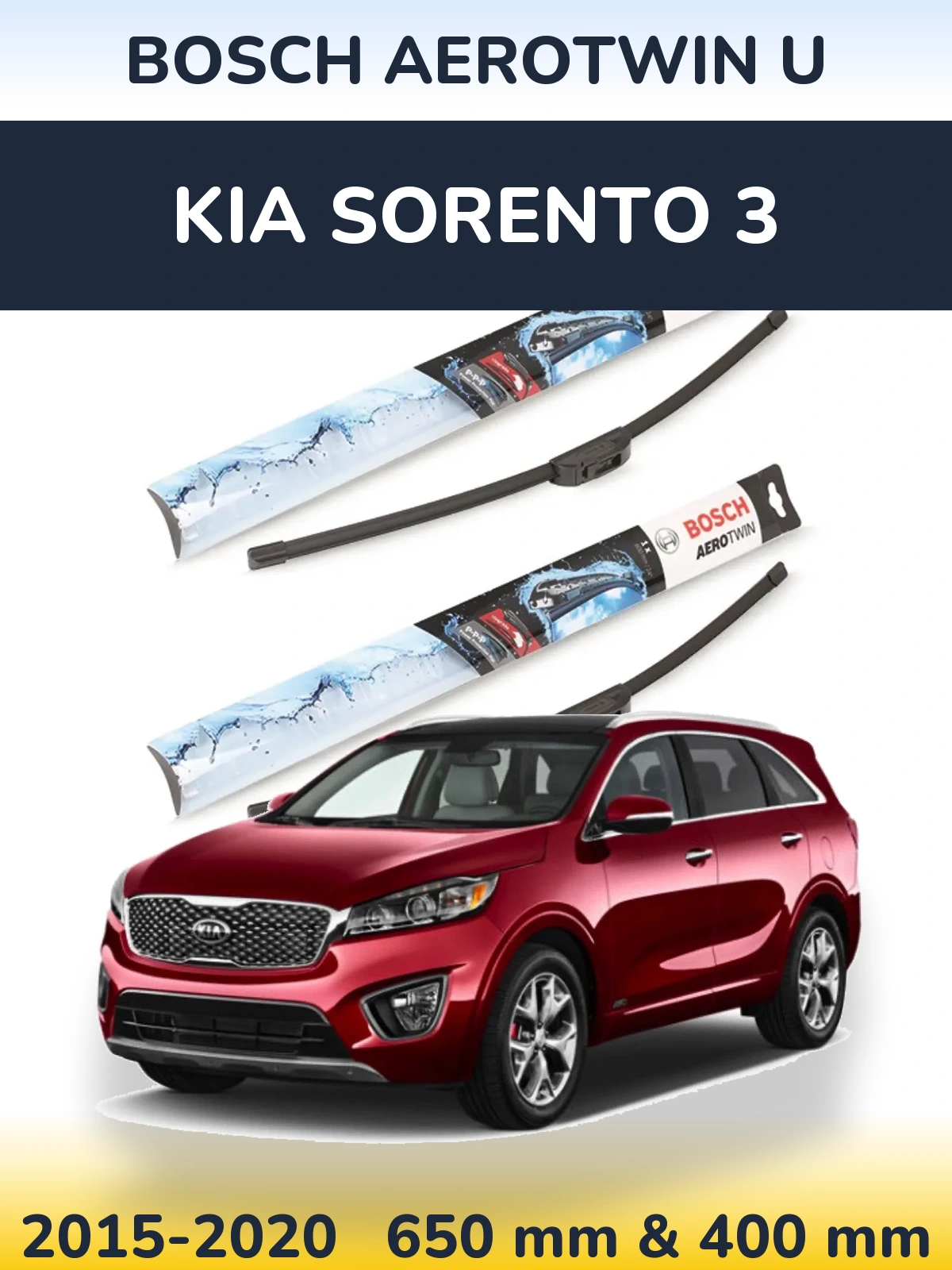 Komplet przednich wycieraczek BOSCH AeroTwin U 650 & 400 mm do KIA Sorento 3 2015-2020