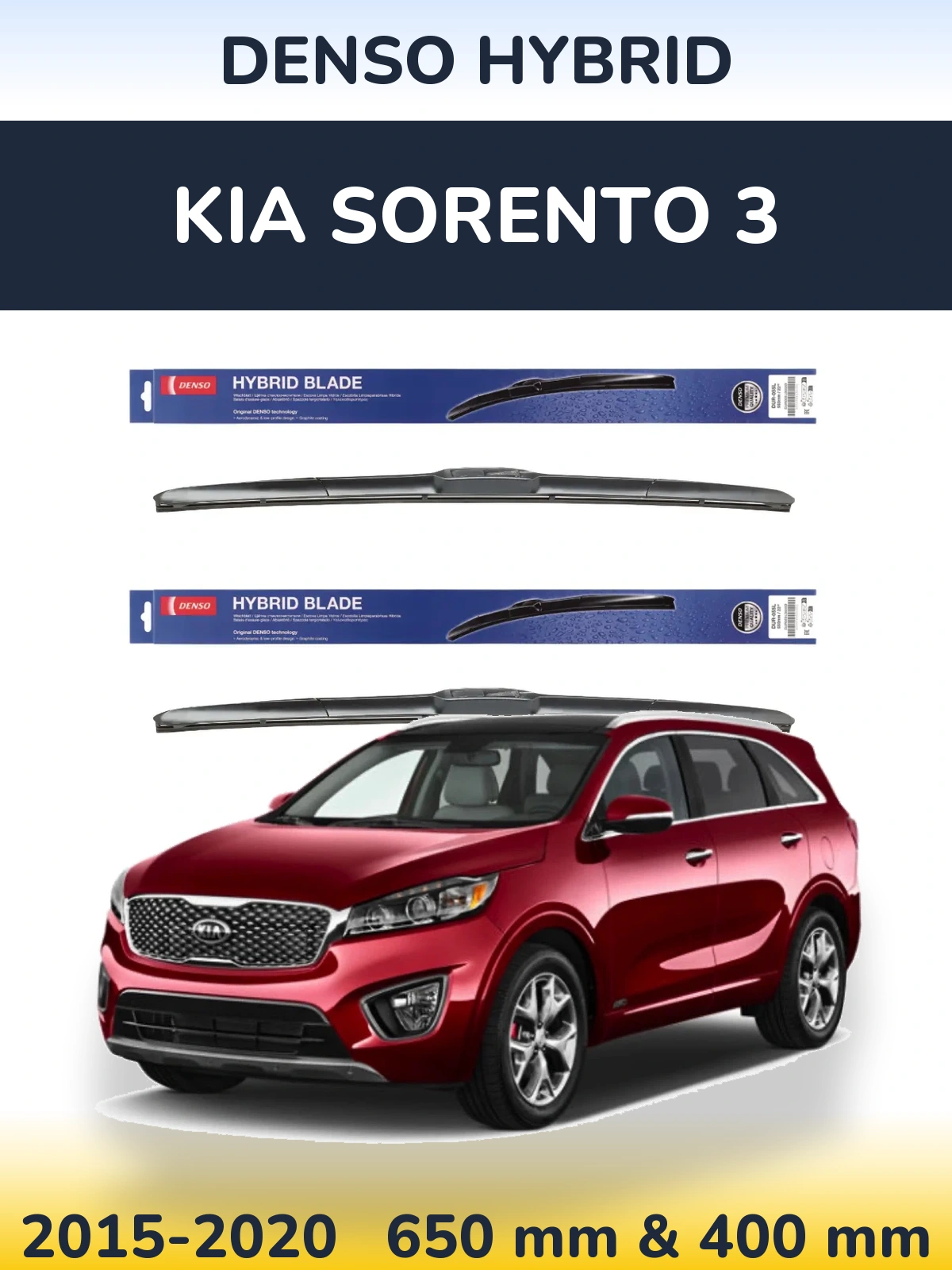 Komplet przednich wycieraczek Denso Hybrid 650 & 400 mm do KIA Sorento 3 2015-2020