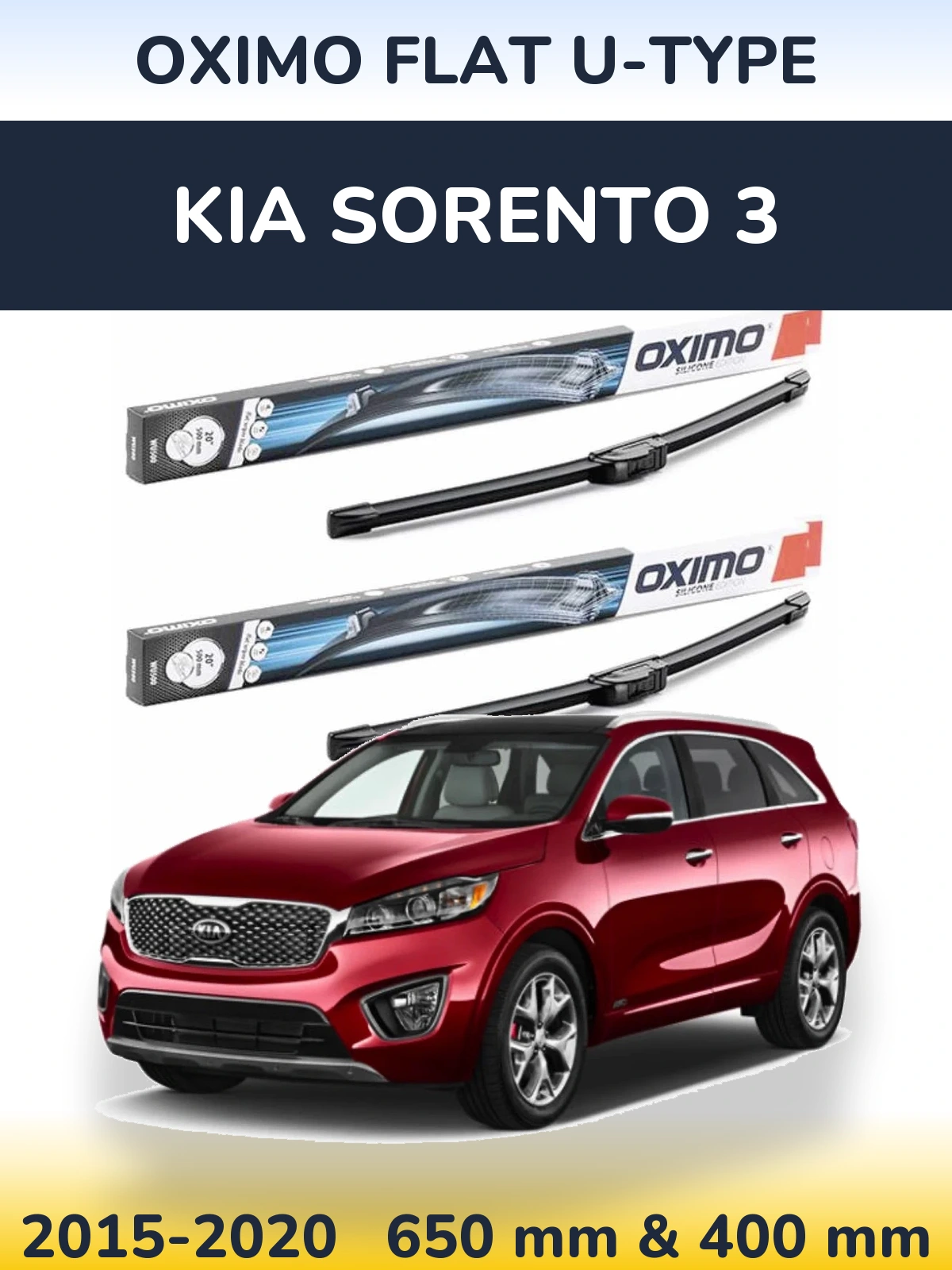 Komplet przednich wycieraczek Oximo Flat U-type 650 & 400 mm do KIA Sorento 3 2015-2020