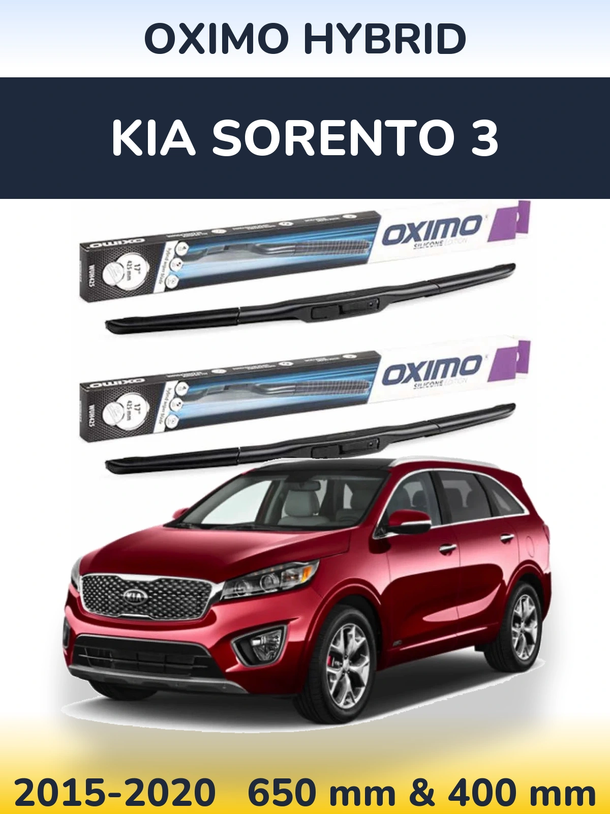 Komplet przednich wycieraczek Oximo Hybrid 650 & 400 mm do KIA Sorento 3 2015-2020