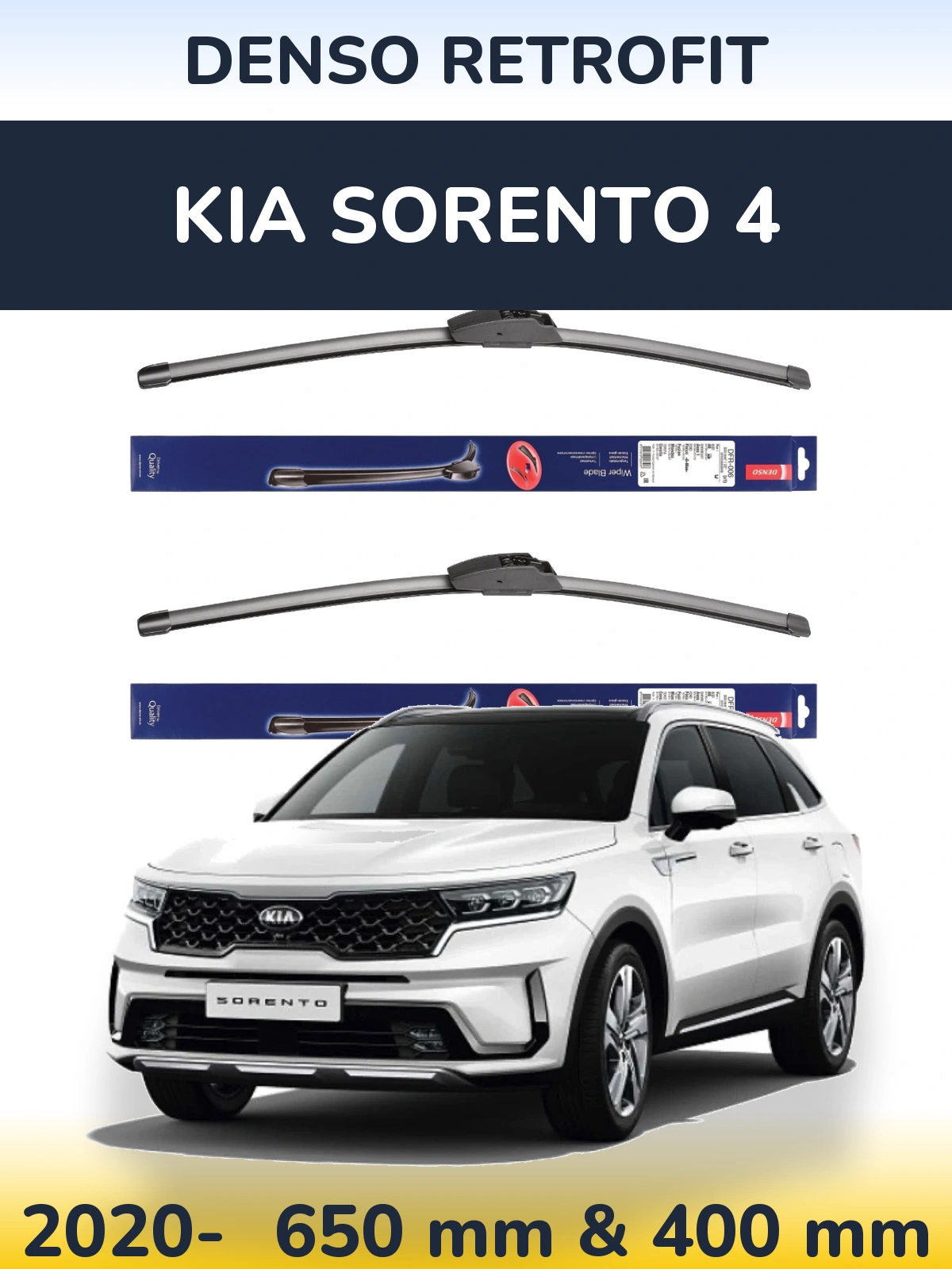 Komplet przednich wycieraczek Denso Retrofit 650 & 400 mm do KIA Sorento 4 2020-2026
