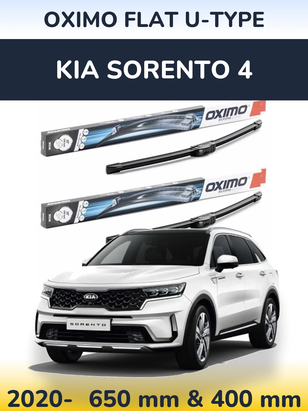 Komplet przednich wycieraczek Oximo Flat U-type 650 & 400 mm do KIA Sorento 4 2020-2026
