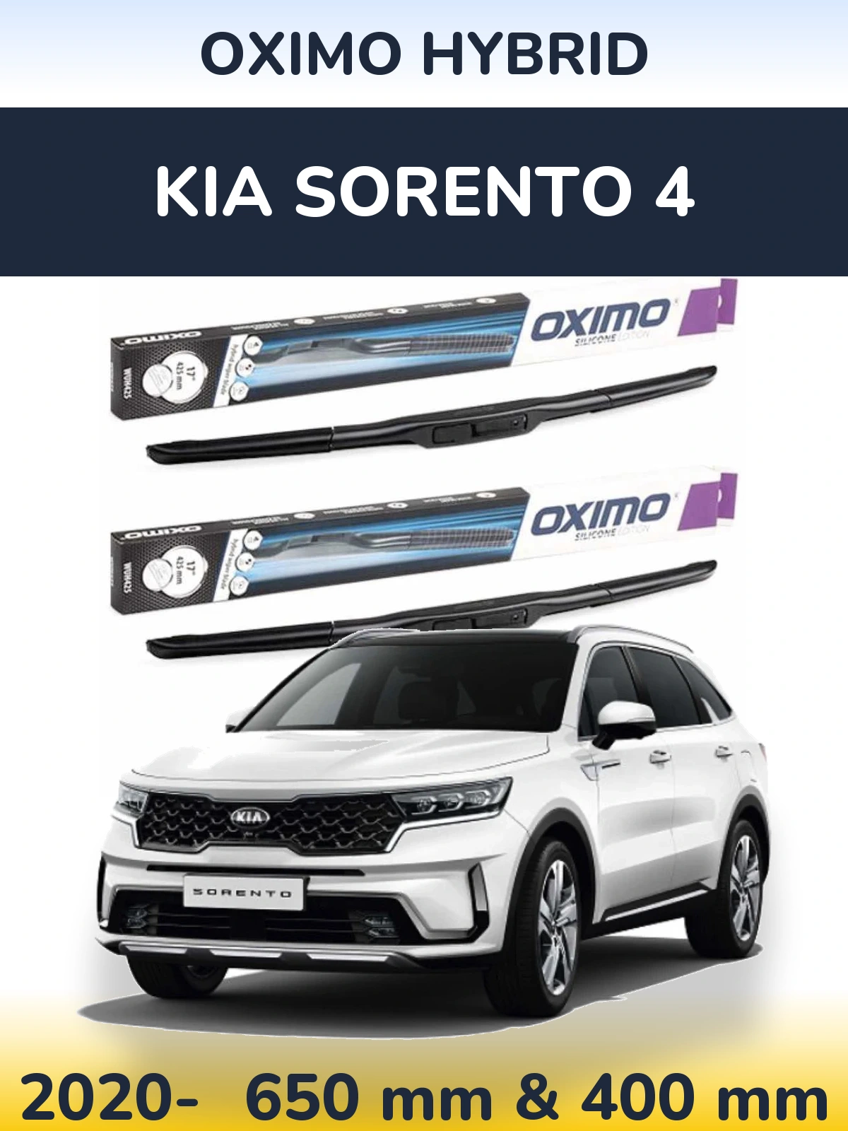 Komplet przednich wycieraczek Oximo Hybrid 650 & 400 mm do KIA Sorento 4 2020-2026