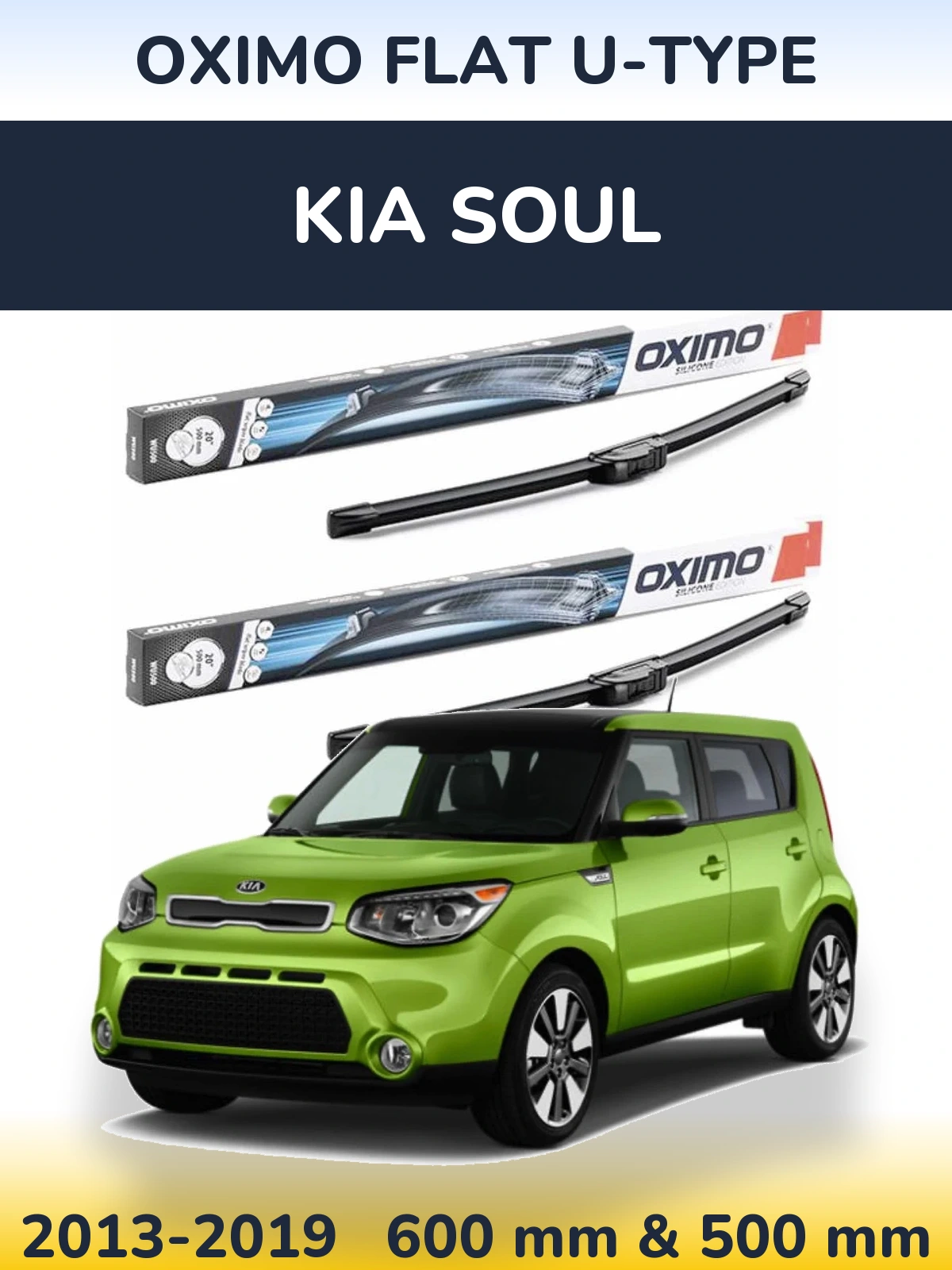Komplet przednich wycieraczek Oximo Flat U-type 600 & 500 mm do KIA Soul 2013-2019