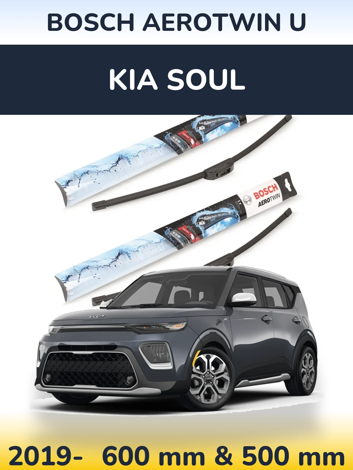 Komplet przednich wycieraczek BOSCH AeroTwin U 600 & 500 mm do KIA Soul 2019-2026