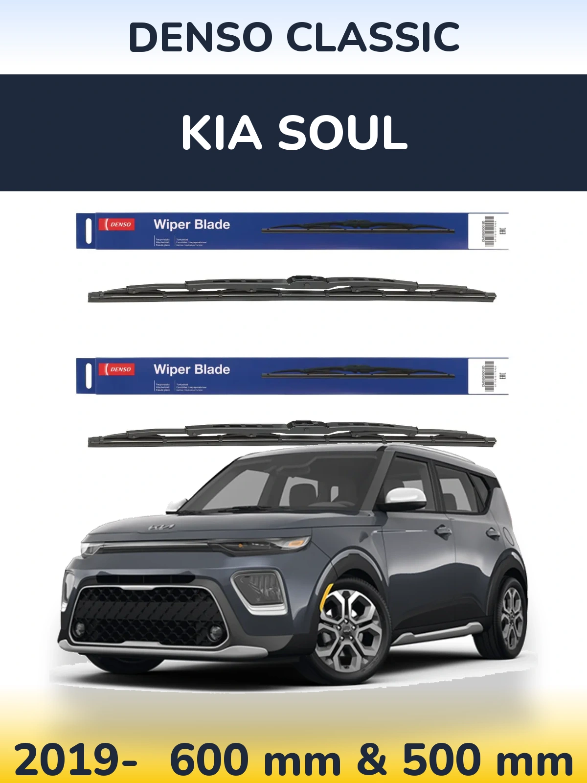 Komplet przednich wycieraczek Denso Classic 600 & 500 mm do KIA Soul 2019-2026
