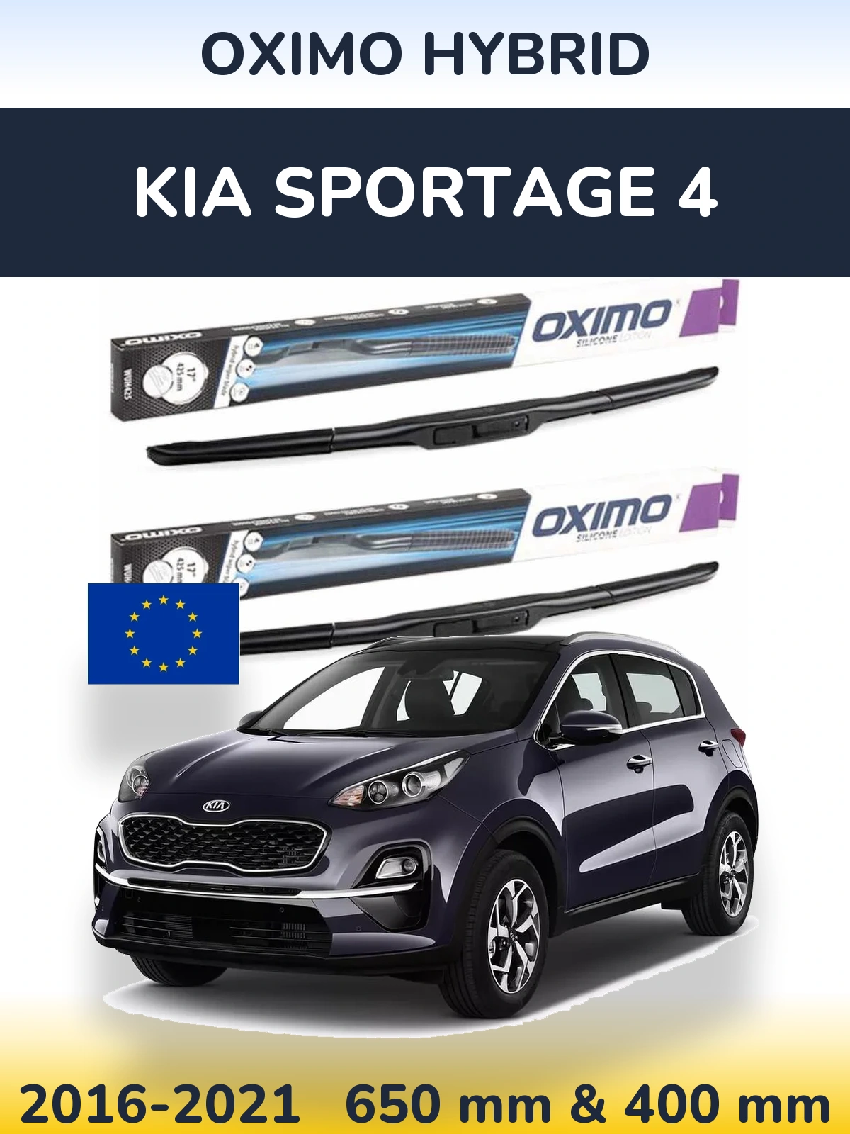 Комплект передних дворников Oximo Hybrid 650 & 400 мм для KIA Sportage 4 2016-2021