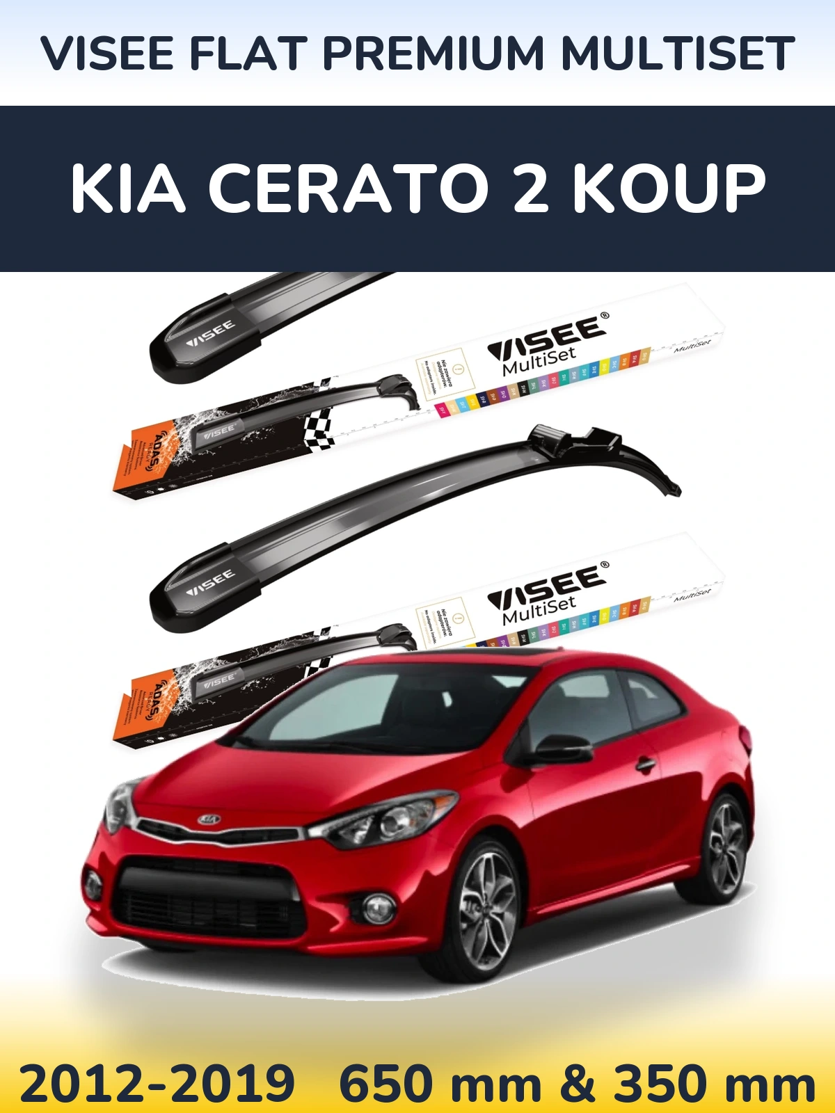 Komplet przednich wycieraczek VISEE FLAT PREMIUM MultiSet 650 & 350 mm do KIA Cerato 2 Koup 2012-2019