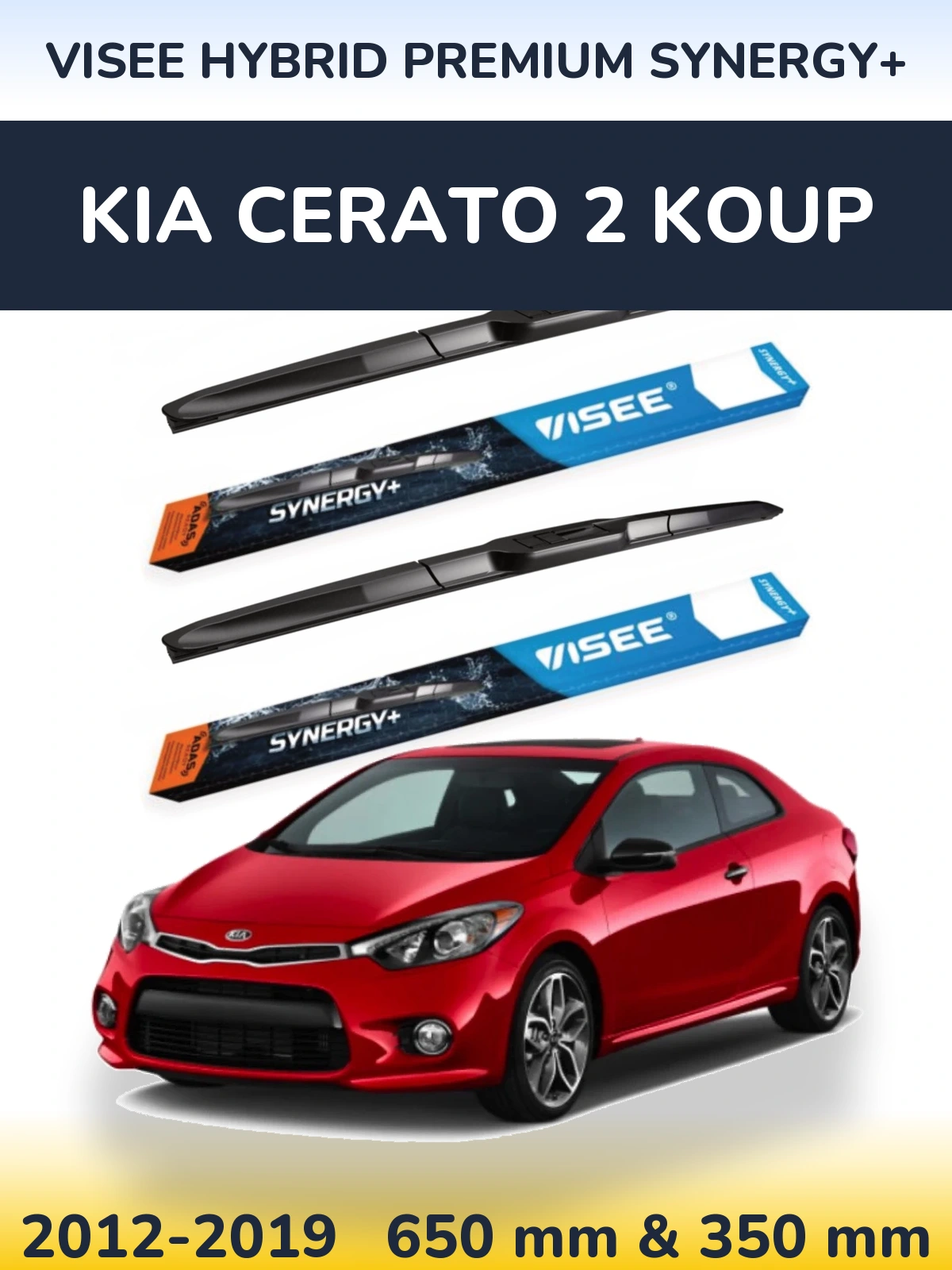Komplet przednich wycieraczek VISEE HYBRID PREMIUM SYNERGY+ 650 & 350 mm do KIA Cerato 2 Koup 2012-2019