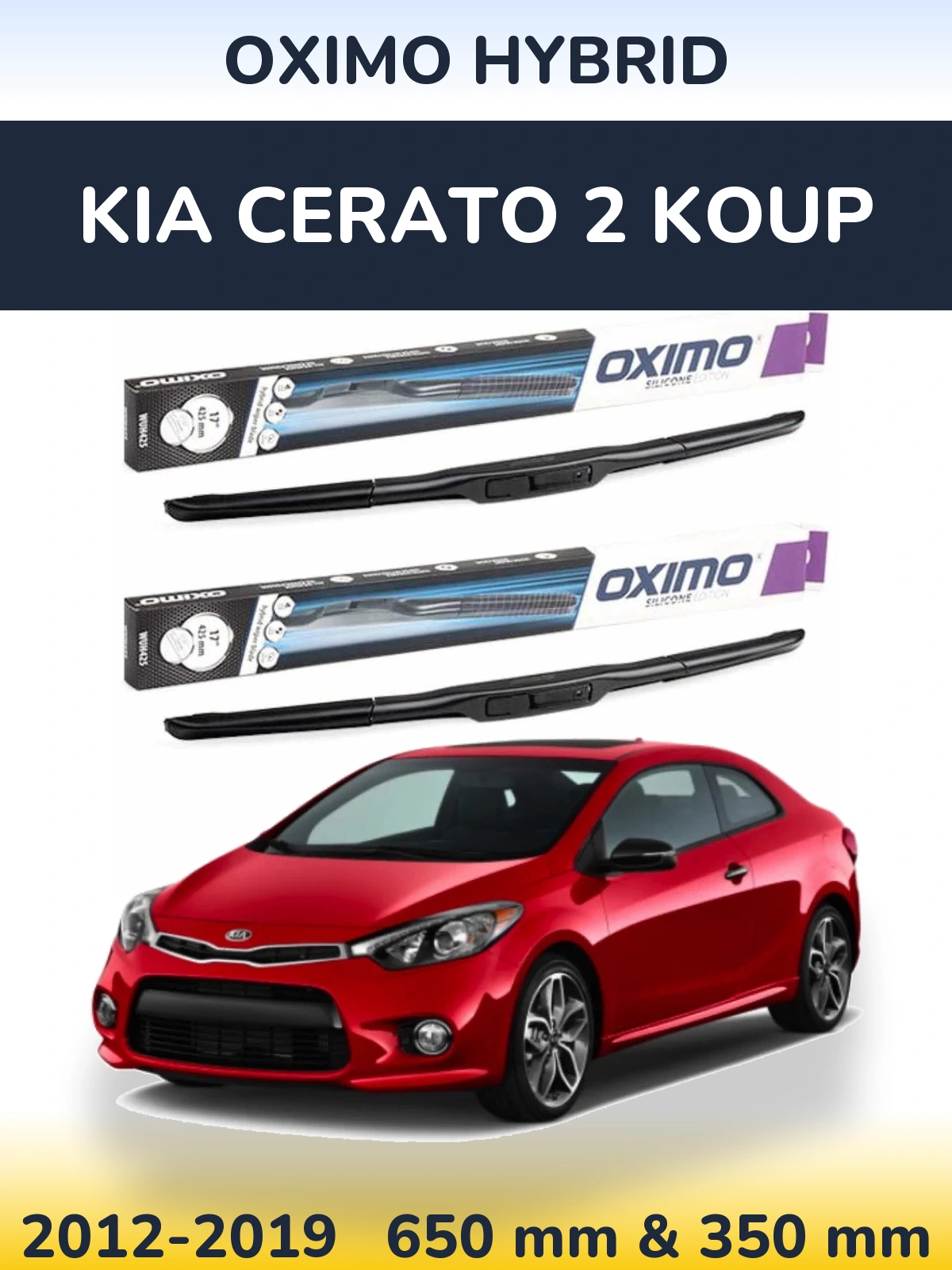 Komplet przednich wycieraczek Oximo Hybrid 650 & 350 mm do KIA Cerato 2 Koup 2012-2019