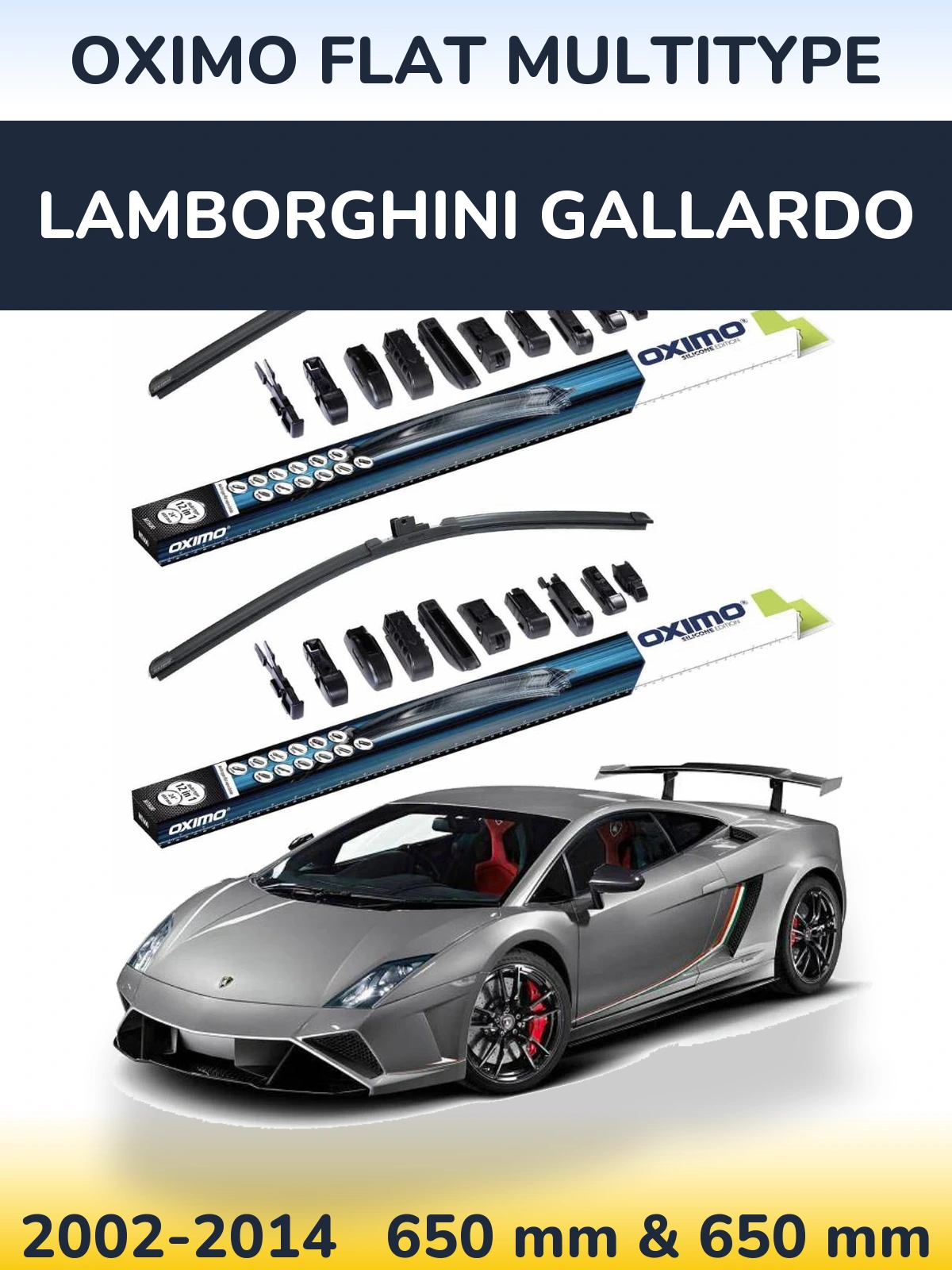 Komplet przednich wycieraczek Oximo Flat MultiType 650 & 650 mm do Lamborghini Gallardo 2002-2014