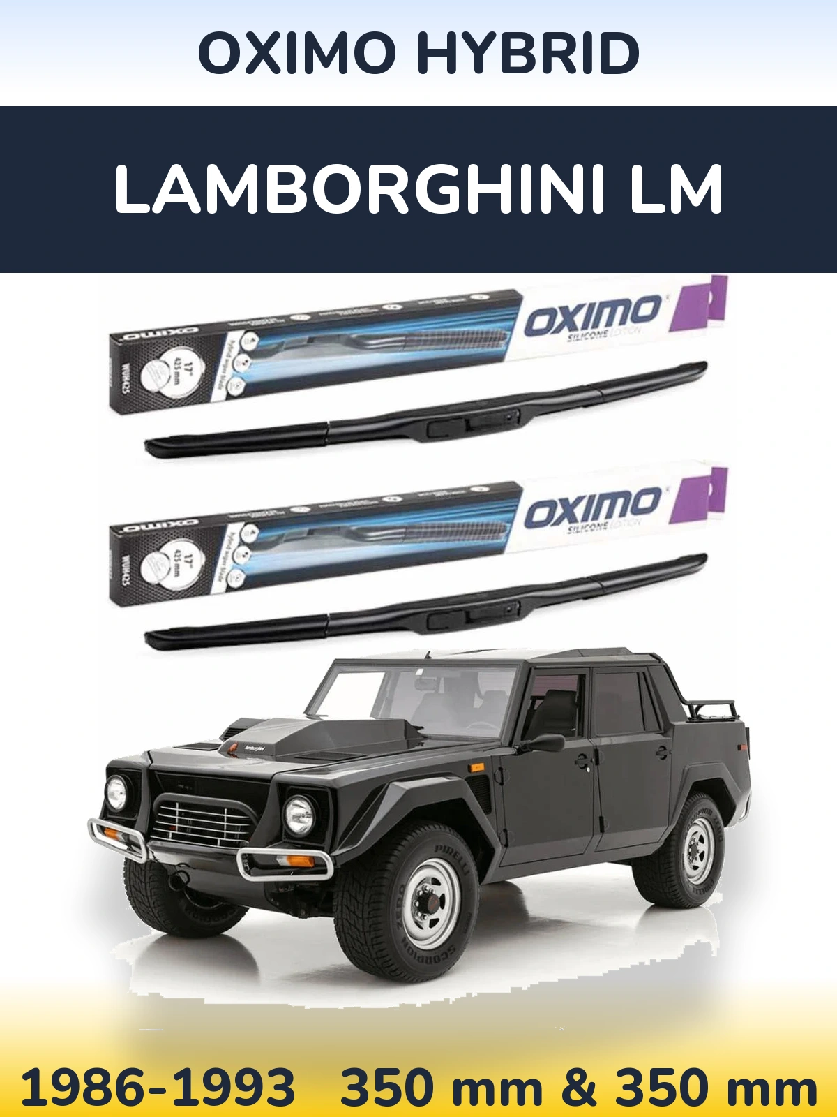 Komplet przednich wycieraczek Oximo Hybrid 350 & 350 mm do Lamborghini LM 1986-1993