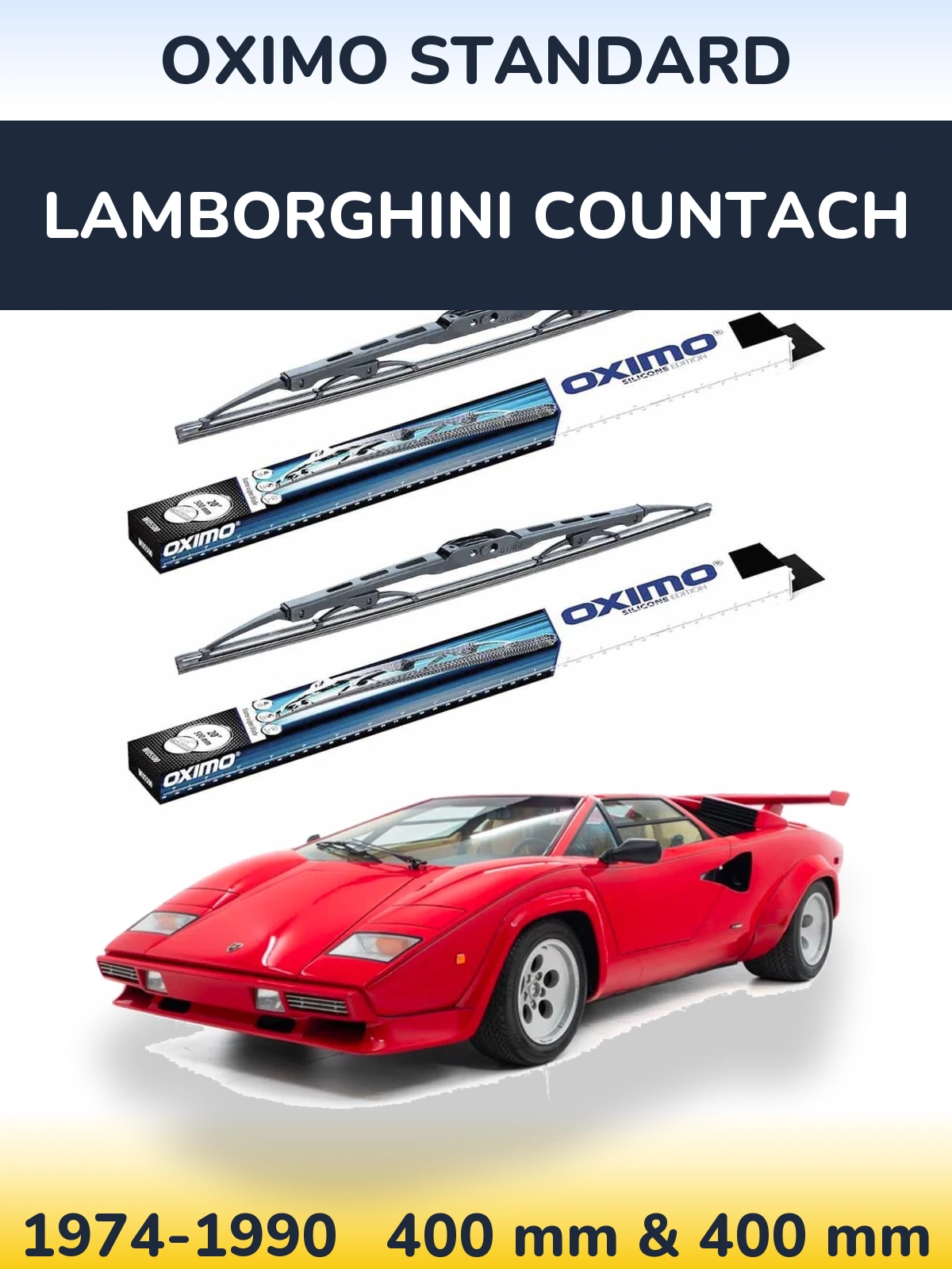 Komplet przednich wycieraczek Oximo Standard 400 & 400 mm do Lamborghini Countach 1974-1990