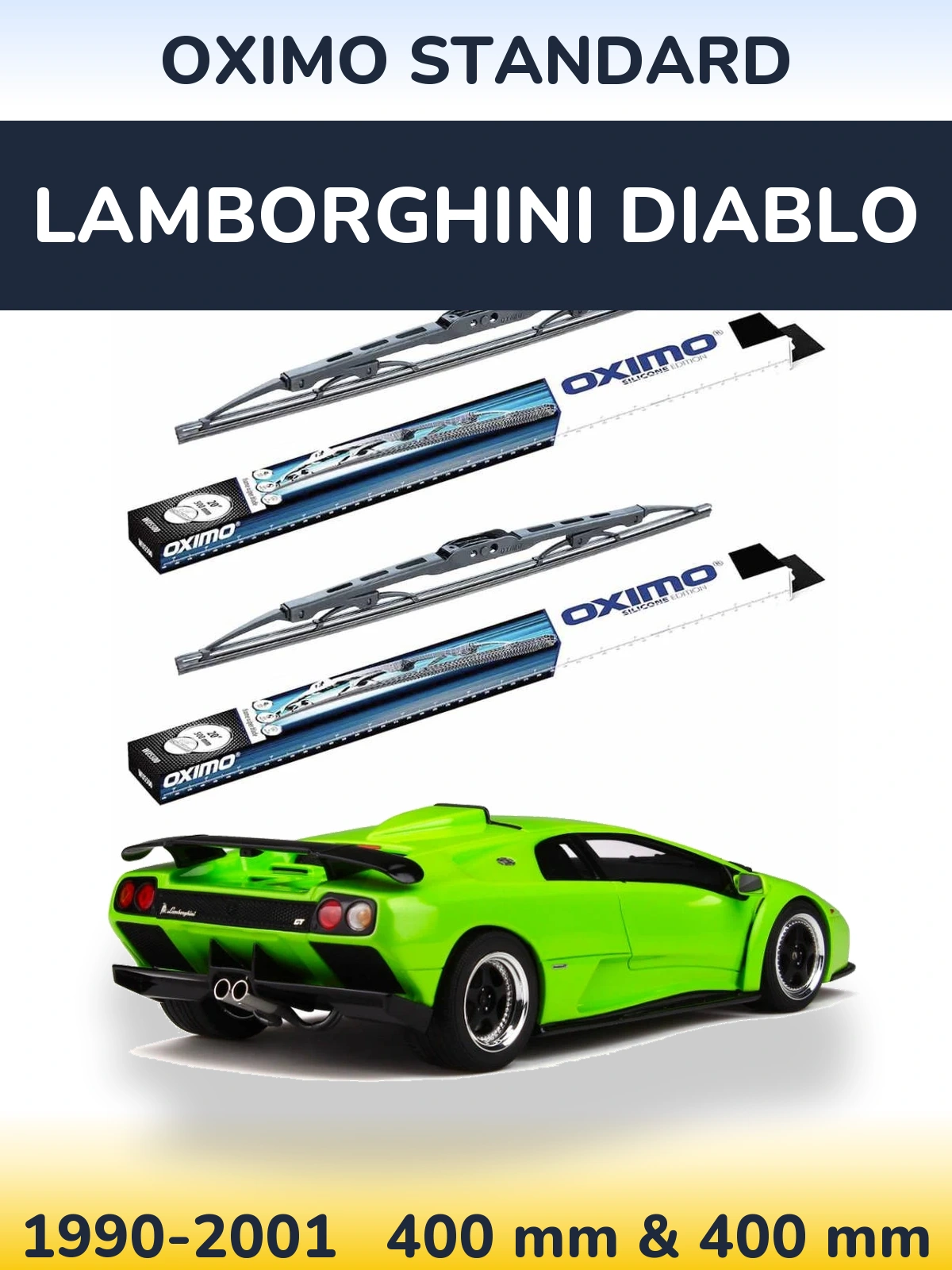 Komplet przednich wycieraczek Oximo Standard 400 & 400 mm do Lamborghini Diablo 1990-2001