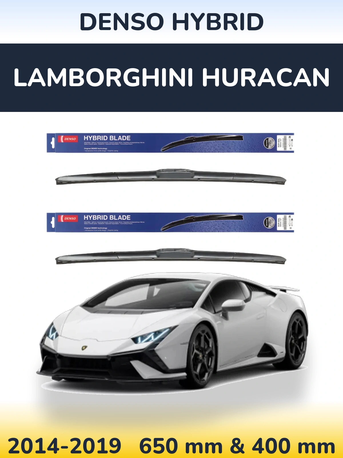 Komplet przednich wycieraczek Denso Hybrid 650 & 400 mm do Lamborghini Huracan 2014-2019