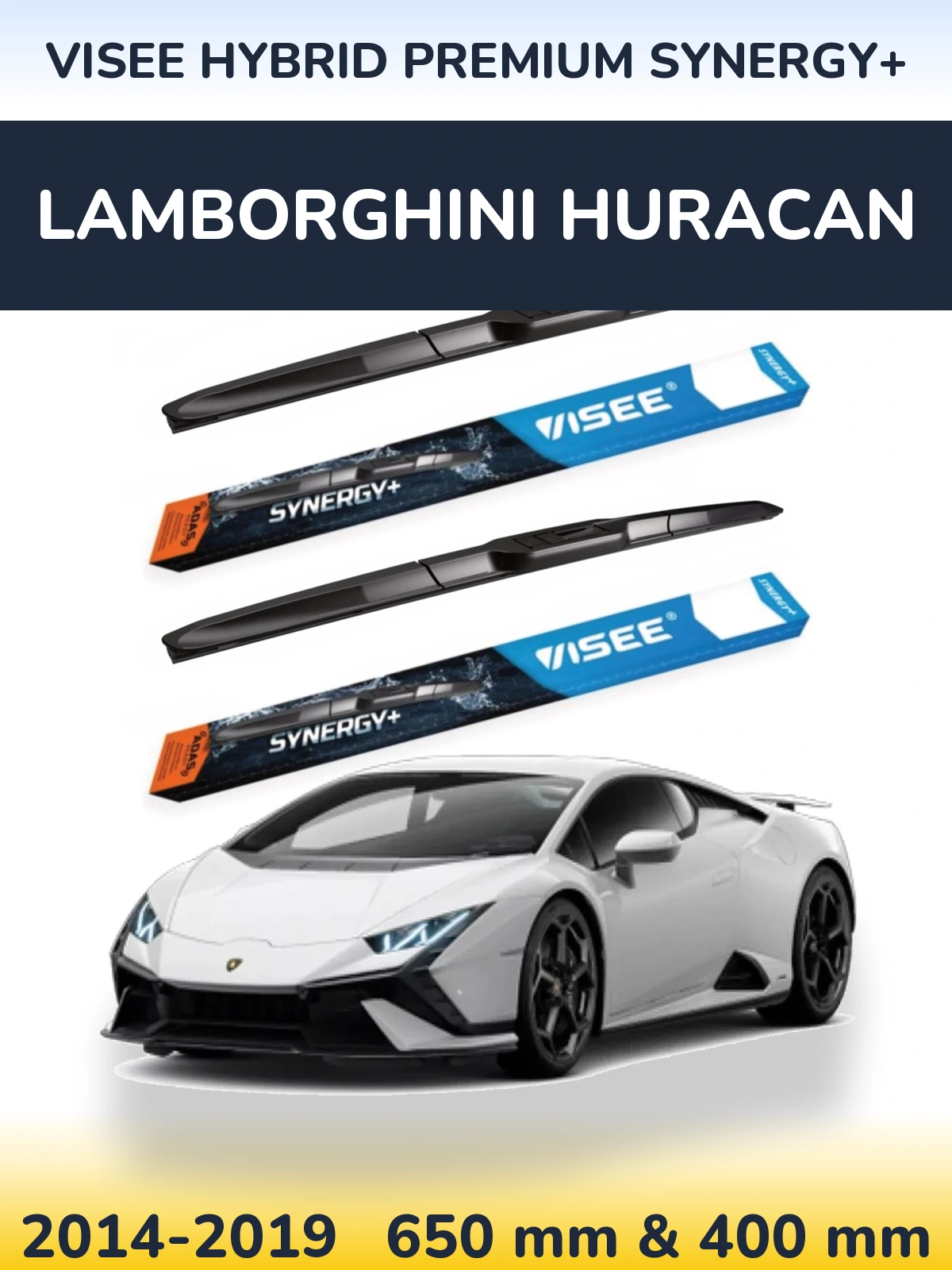 Комплект передних дворников VISEE HYBRID PREMIUM SYNERGY+ 650 & 400 мм для Lamborghini Huracan 2014-2019