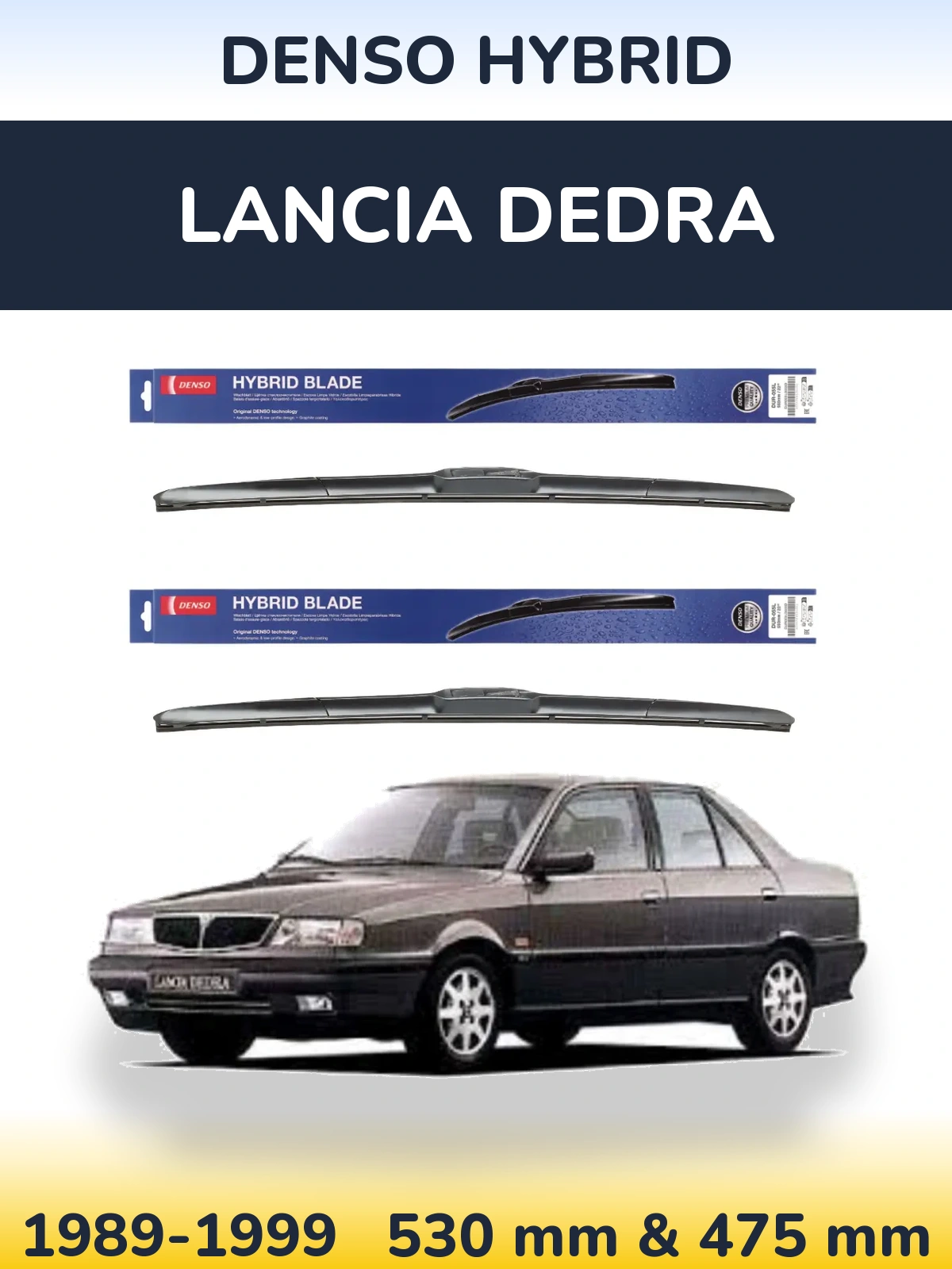 Komplet przednich wycieraczek Denso Hybrid 530 & 475 mm do Lancia Dedra 1989-1999