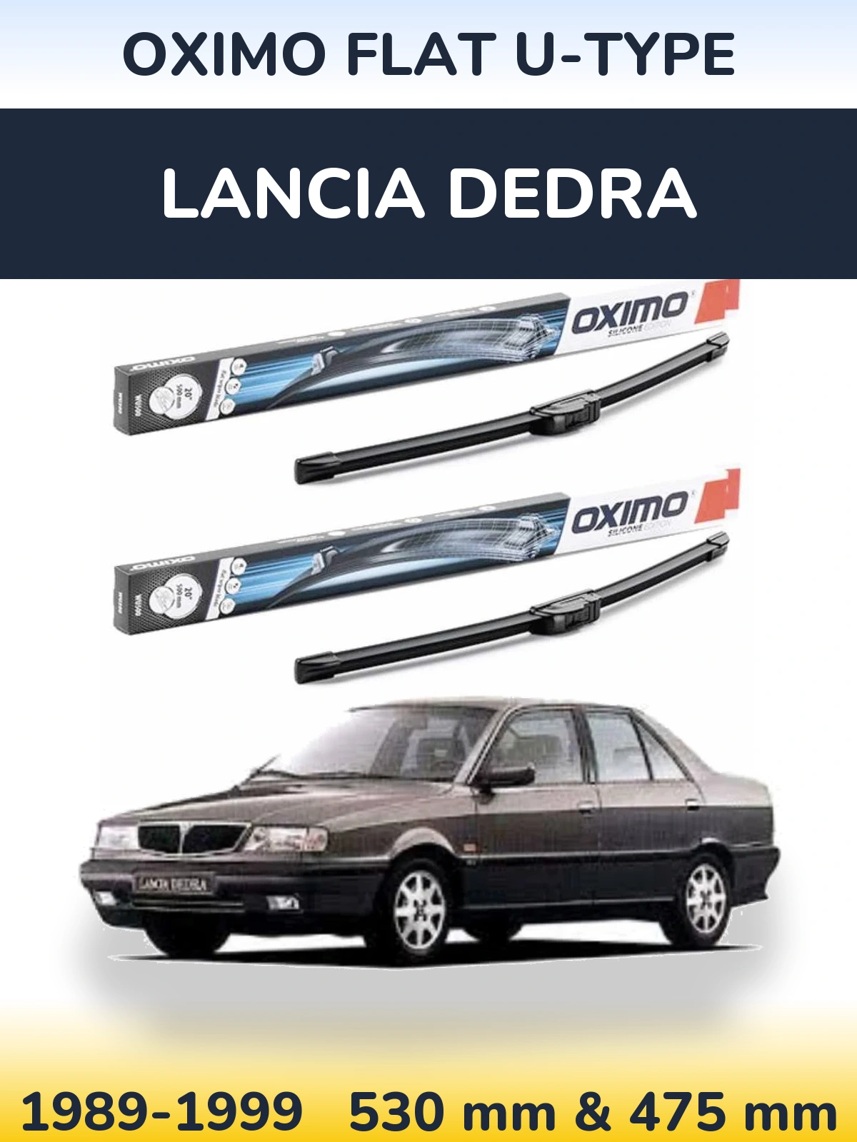 Komplet przednich wycieraczek Oximo Flat U-type 530 & 475 mm do Lancia Dedra 1989-1999