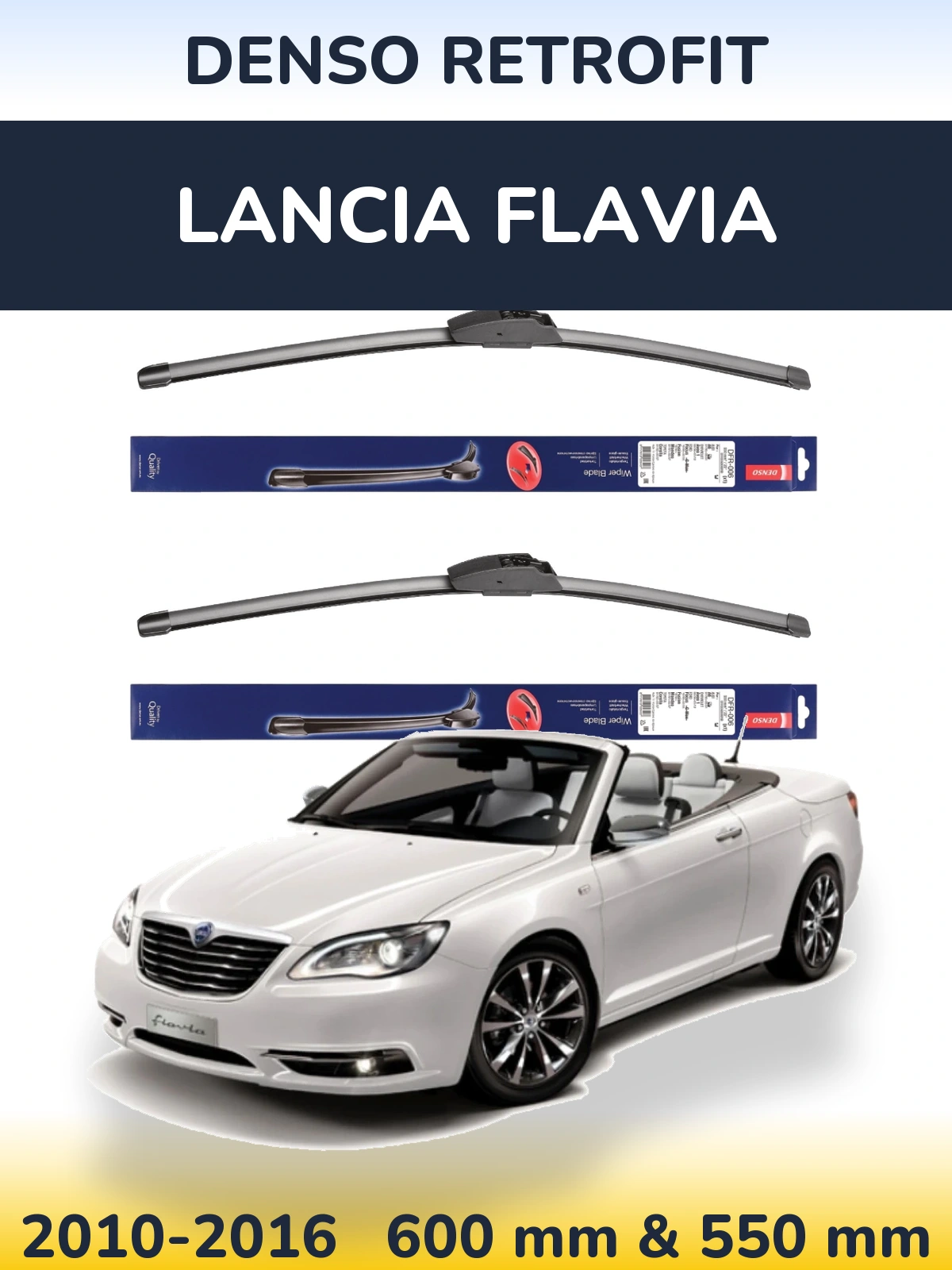 Komplet przednich wycieraczek Denso Retrofit 600 & 550 mm do Lancia Flavia 2010-2016