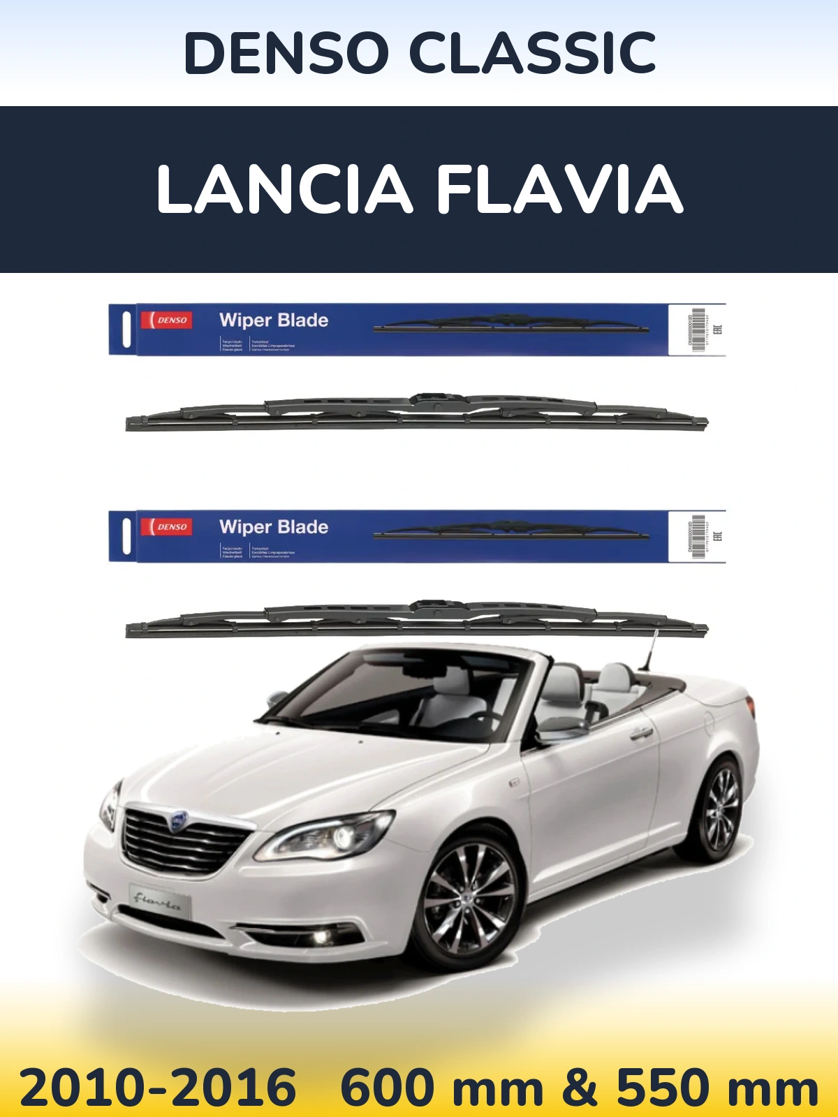 Komplet przednich wycieraczek Denso Classic 600 & 550 mm do Lancia Flavia 2010-2016