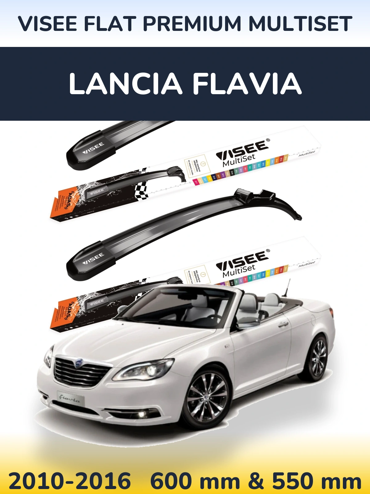 Komplet przednich wycieraczek VISEE FLAT PREMIUM MultiSet 600 & 550 mm do Lancia Flavia 2010-2016
