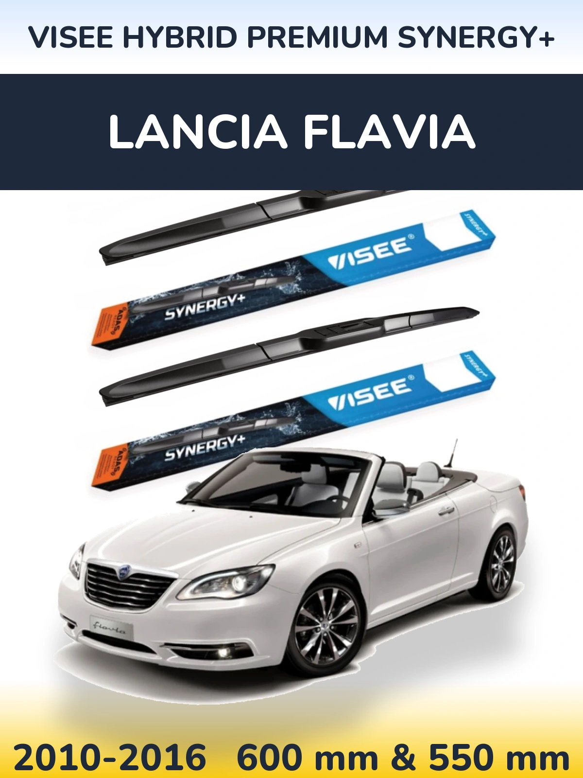 Комплект передних дворников VISEE HYBRID PREMIUM SYNERGY+ 600 & 550 мм для Lancia Flavia 2010-2016