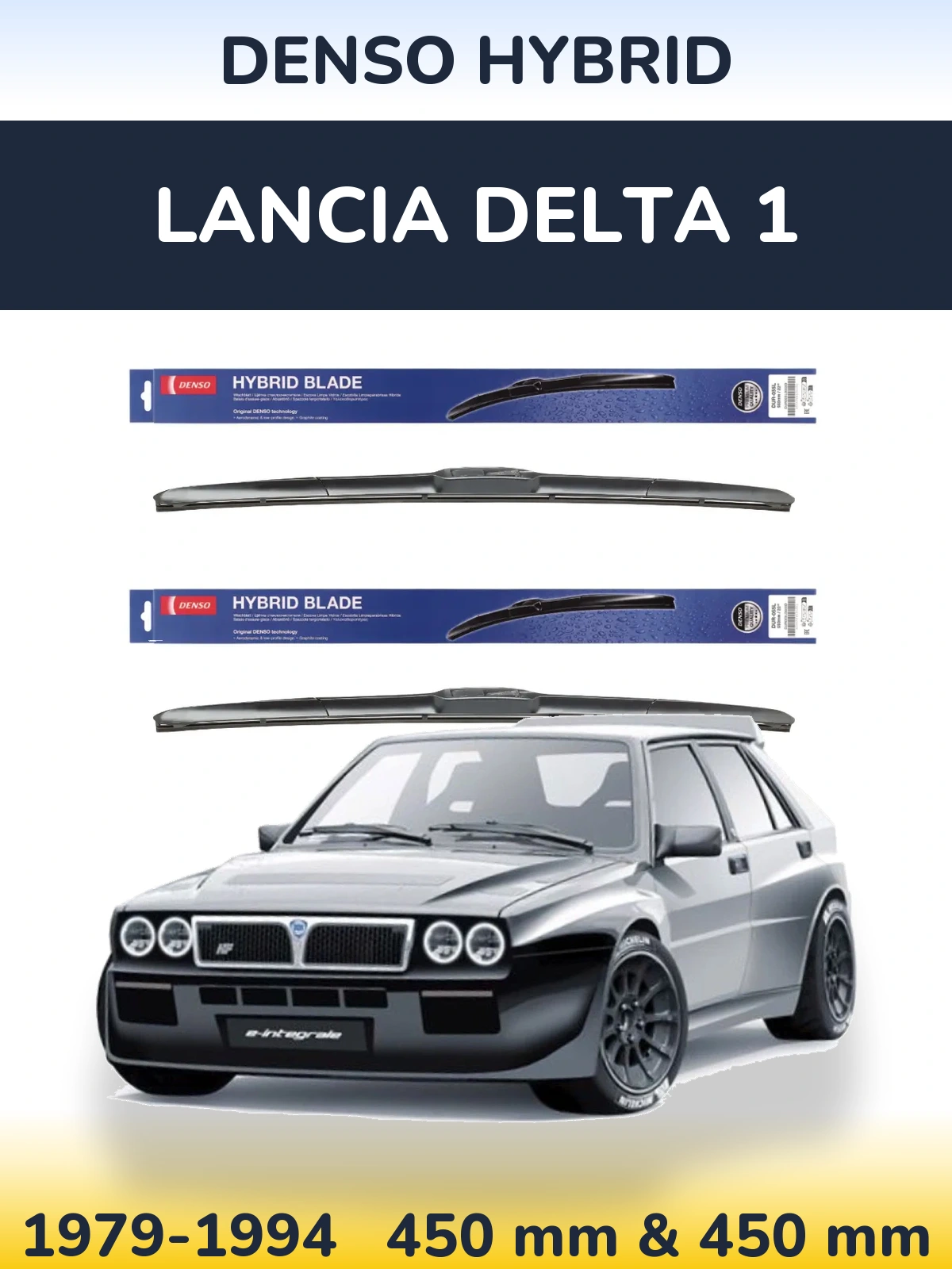 Komplet przednich wycieraczek Denso Hybrid 450 & 450 mm do Lancia Delta 1 1979-1994