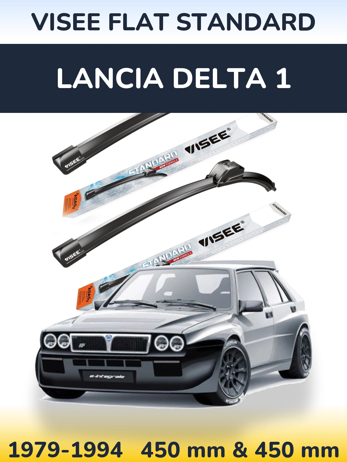 Комплект передних дворников VISEE FLAT STANDARD 450 & 450 мм для Lancia Delta 1 1979-1994